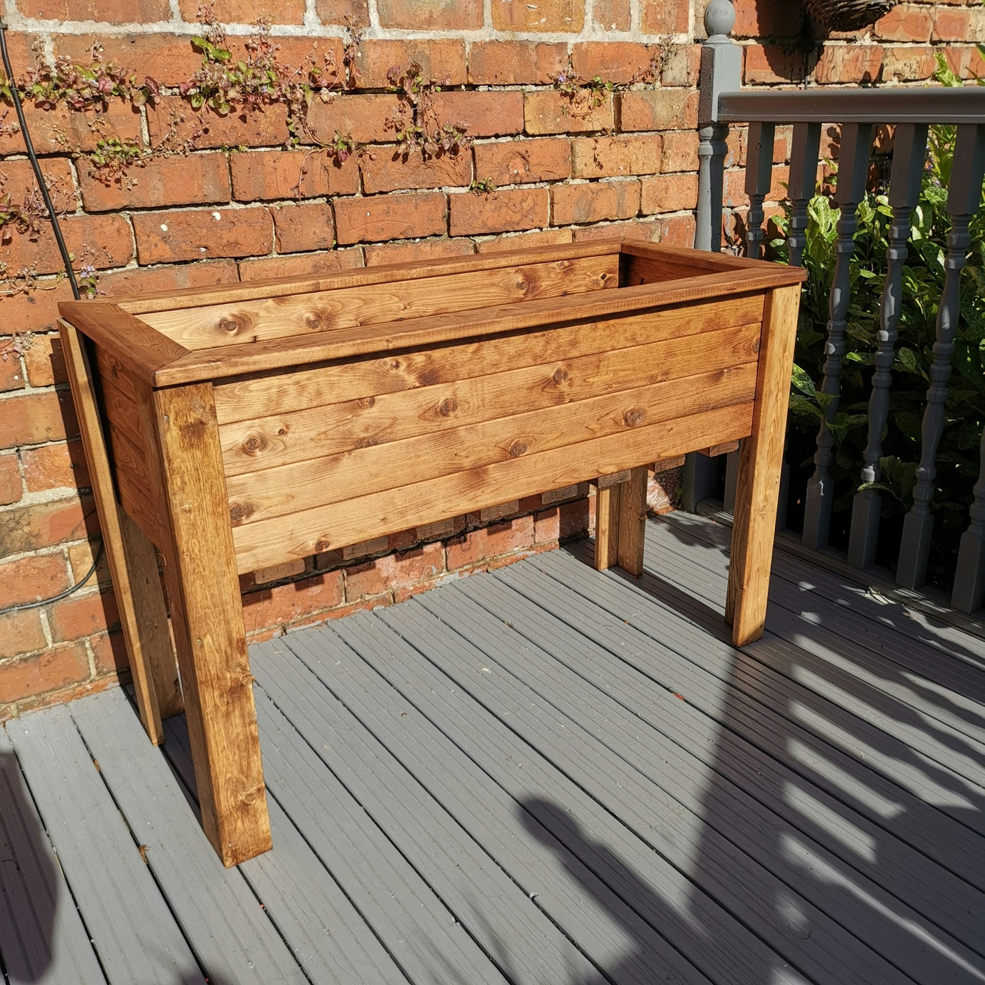 Rackhams Hand Made Rustic Wooden Large Raised Garden Trough / Flower Bed Planter