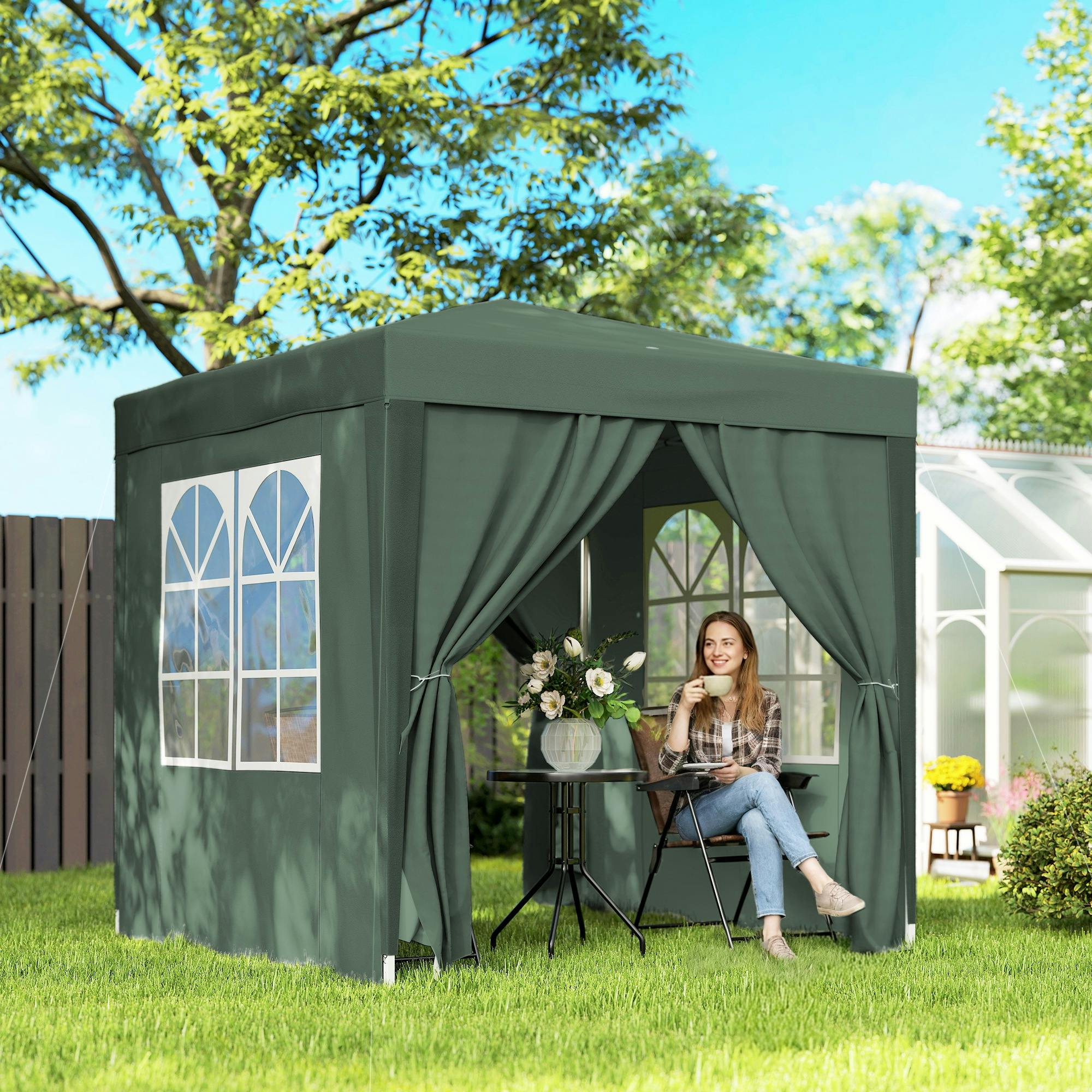 Outsunny Blue/Green 2Mx2m Pop Up Gazebo Party Tent Canopy Marquee With Storage Bag