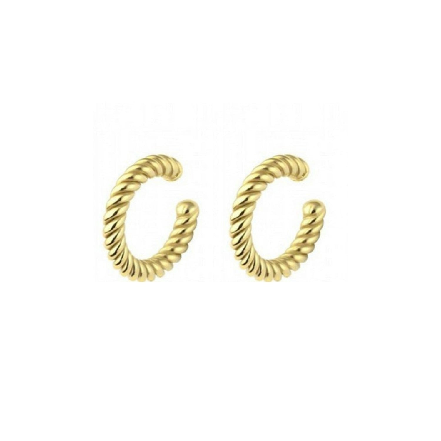 Spero London Silver/Gold Twisted Sterling Ear Cuff No Piercing - Pair