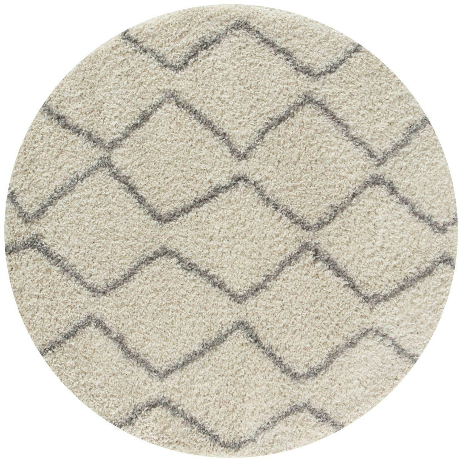 Rackhams Ivory/Grey Moroccan Shaggy Rug | 800 - Ø 120 Cm