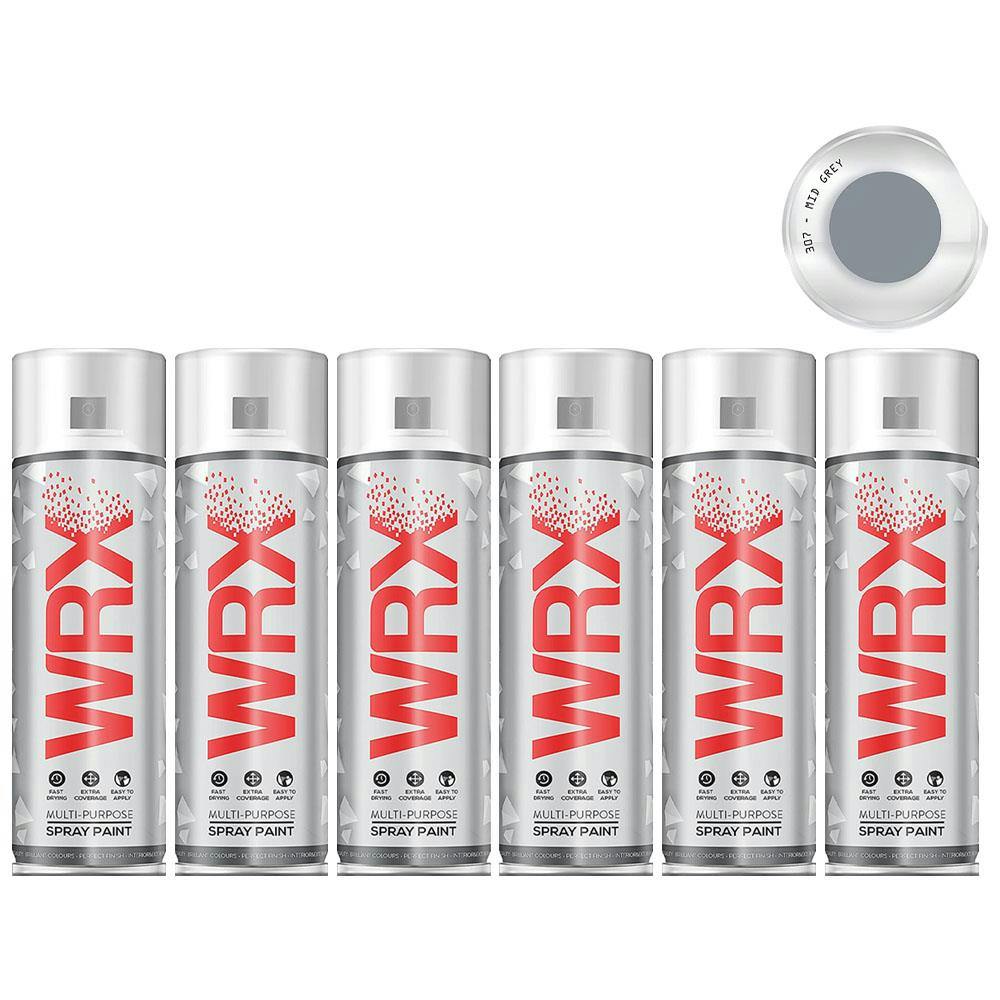 Rackhams Grey 6X Wrx Mid Spray Paint Acrylic 400Ml - Image 7
