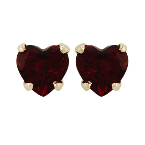 Gemondo Yellow/Gold Petite Heart Garnet Stud Earrings In 9Ct