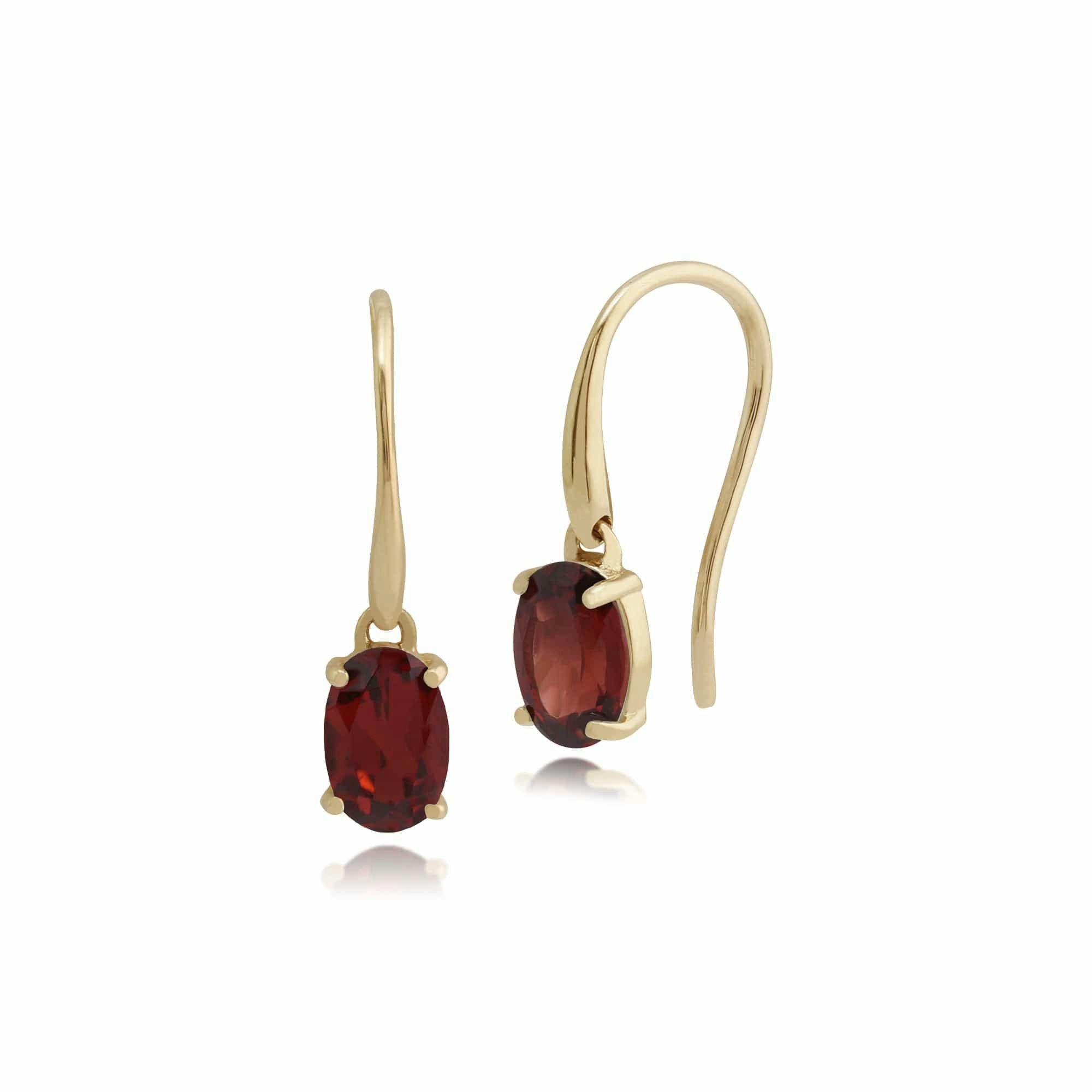 Gemondo Yellow/Gold Classic Oval Garnet Drop Earrings In 9Ct - 9Ct 1.11Ct Garnet Drop Earrings