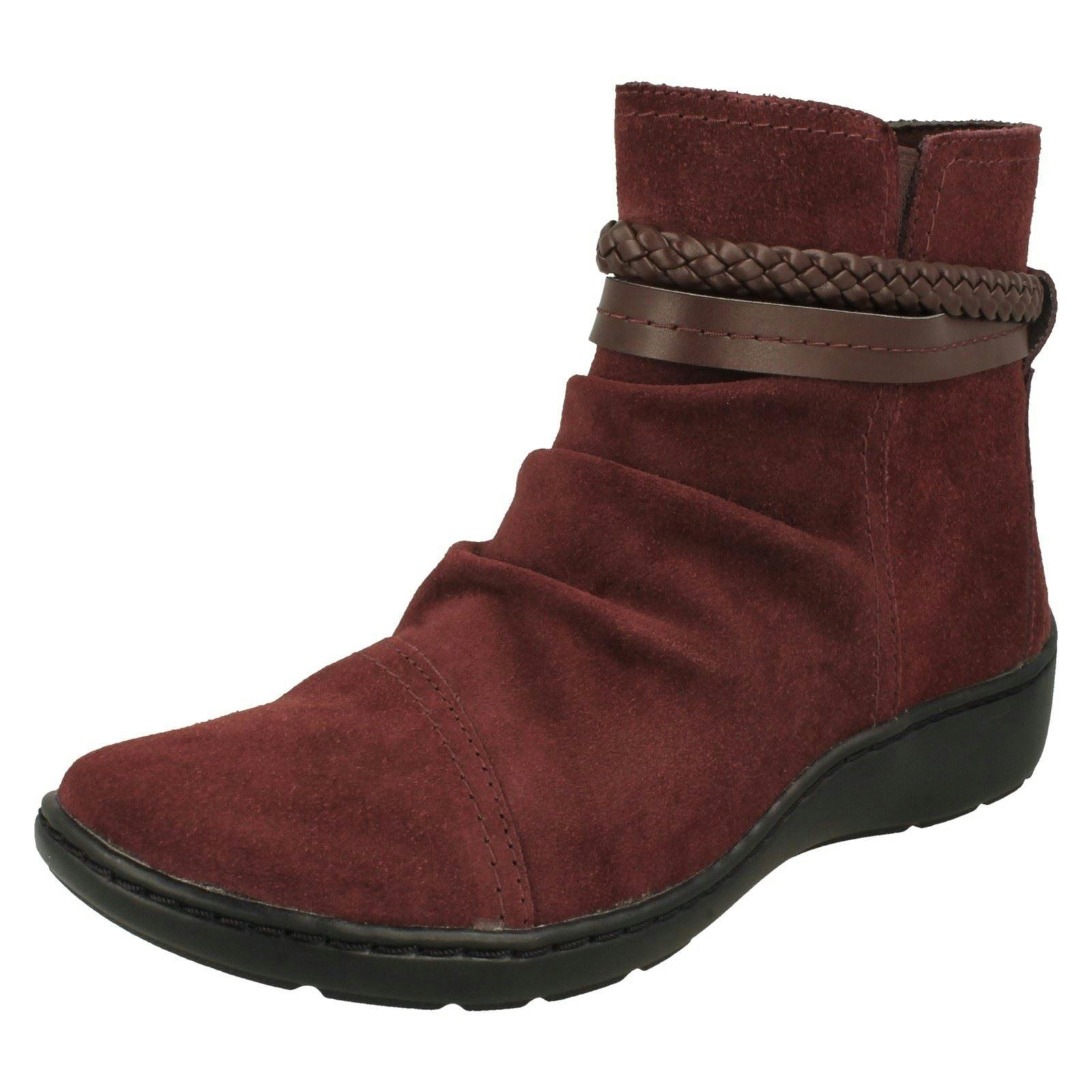 Clarks Women's Burgundy Braid Detailed Ankle Boots Cora Braidboot - Uk 6