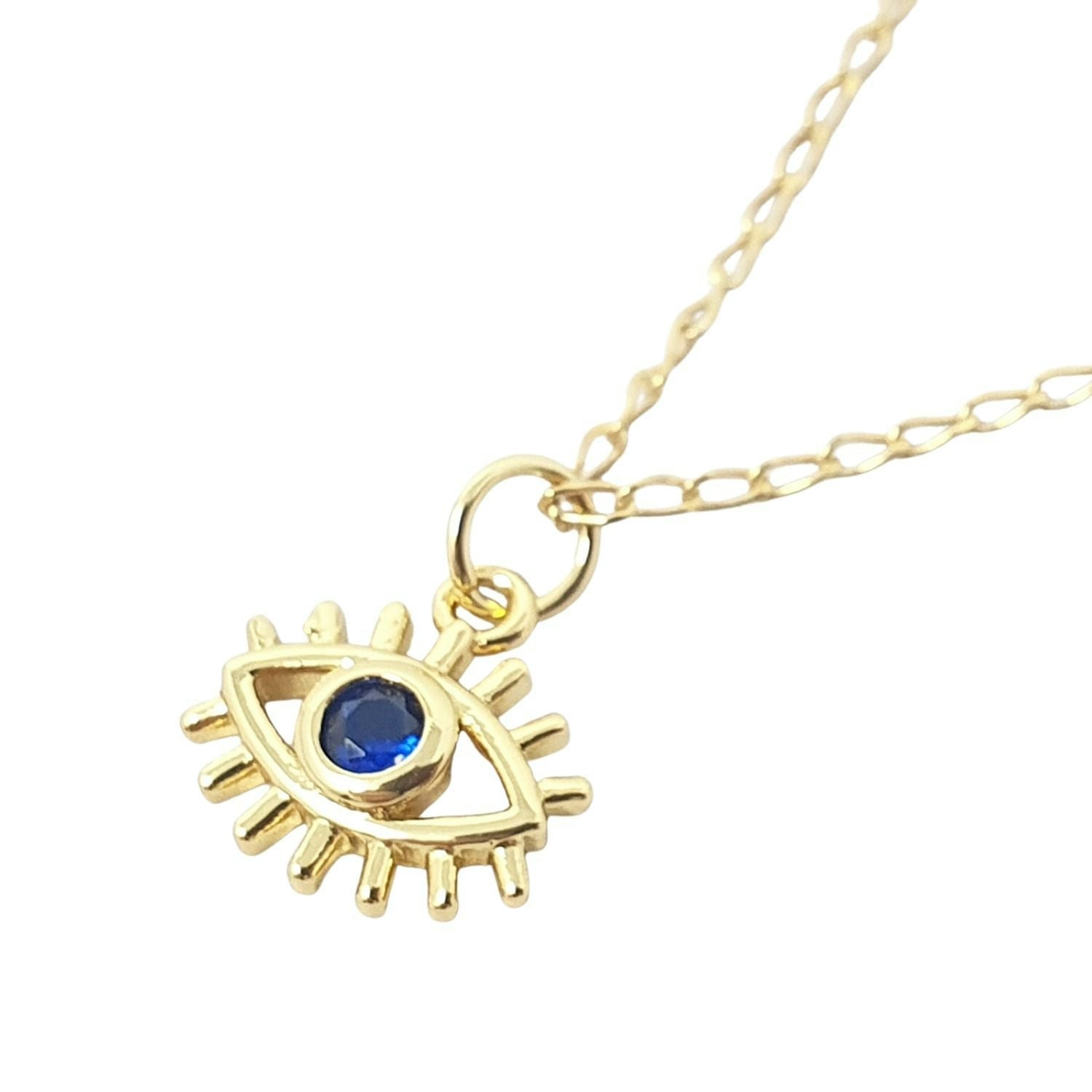 Harfi Dark/Blue/Gold Mini Evil Eye Plated Charm Necklace
