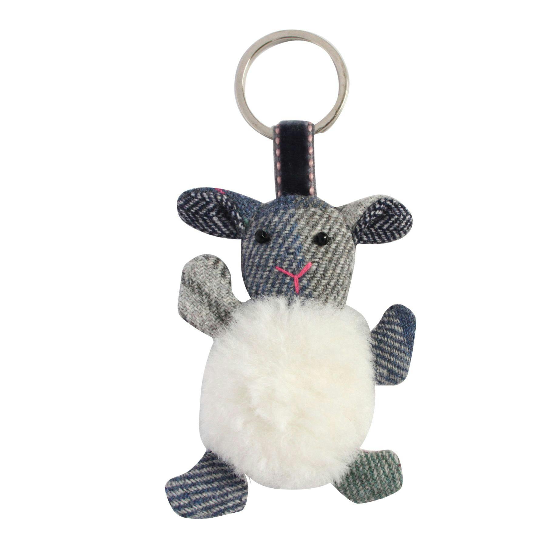 Earth Squared Fluffy Sheep Keyring With Tweed Ears - Drem
