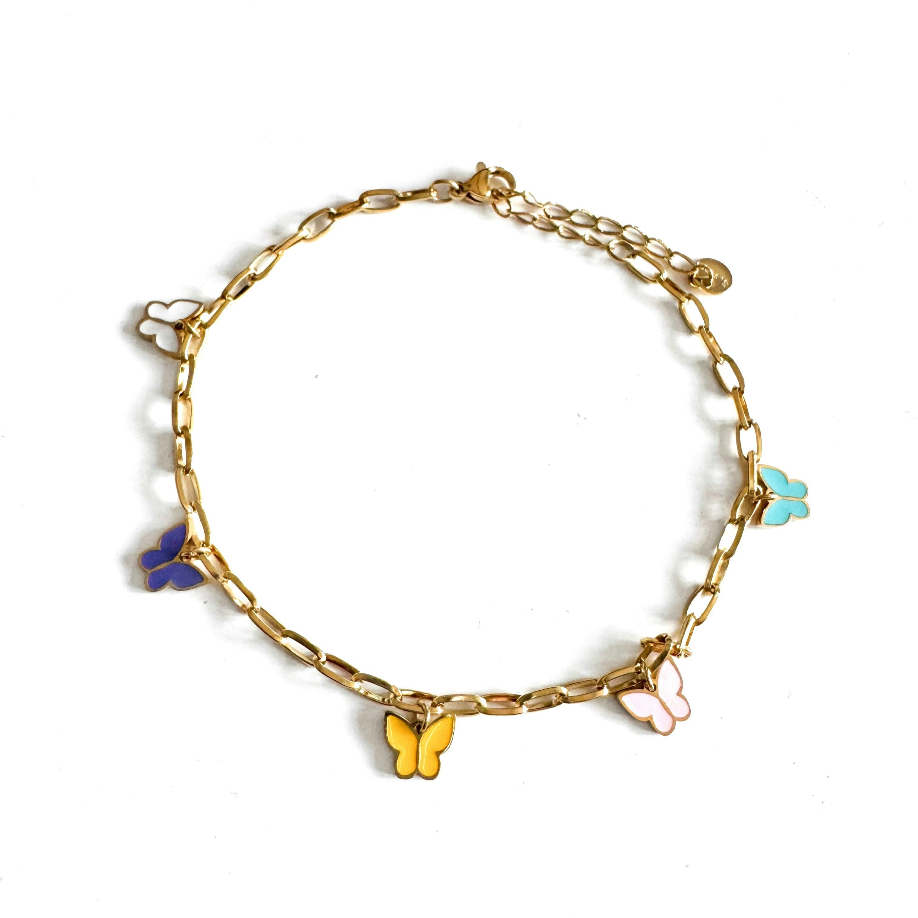 Luxe Tones Gold Yareli Luxe 18Ct Plated Butterfly Charm Anklet