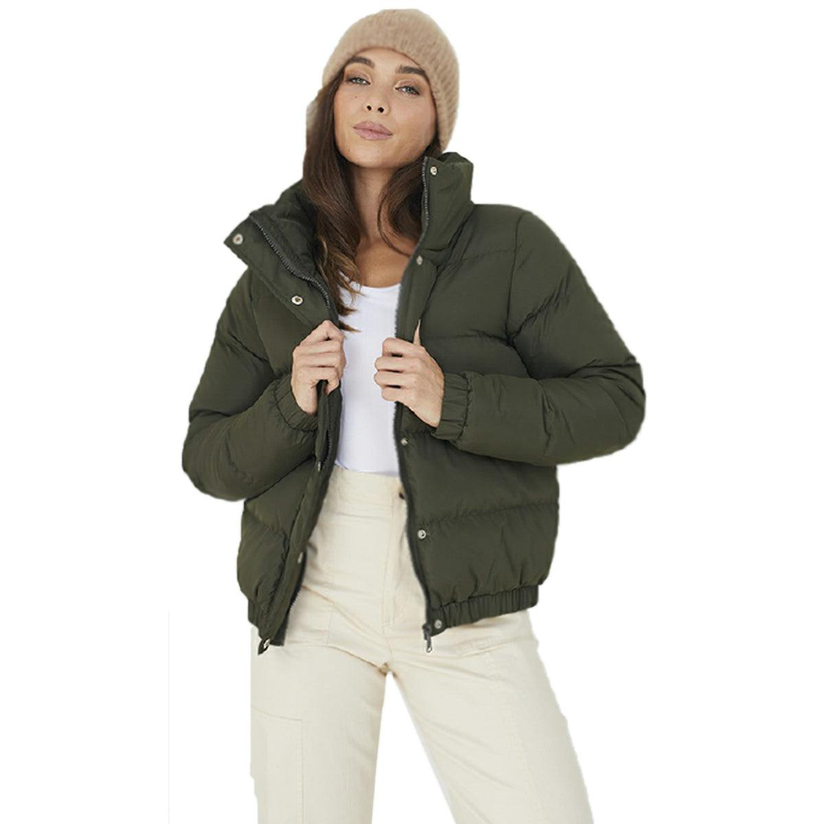 Coolandnew Women's Brave Soul Slaypeach Puffer Jacket - Khaki - 10