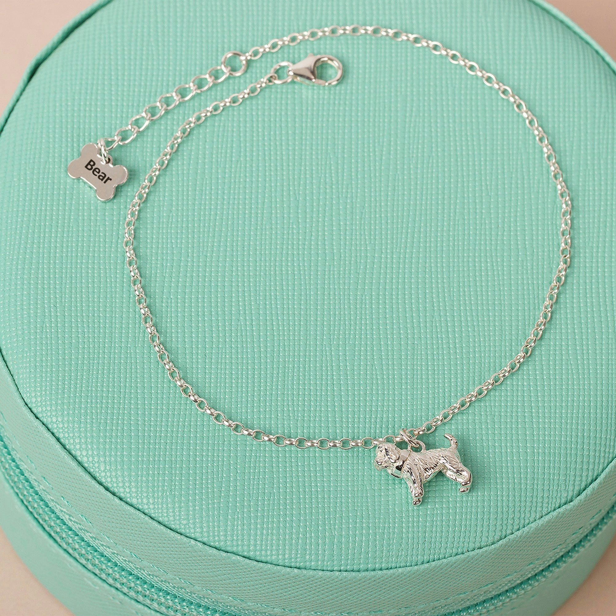 Mylee London Silver Dainty Chain Bracelet With Dog Charm - Personalised - Sterling - No - Cockapoo