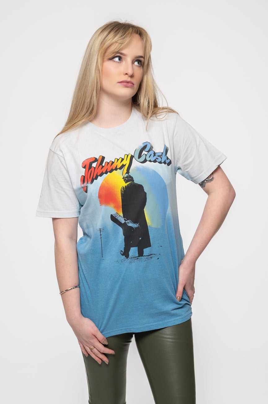 Paradiso Clothing Unisex Blue Paradiso Johnny Cash Walking Guitar Dye Wash T Shirt - L