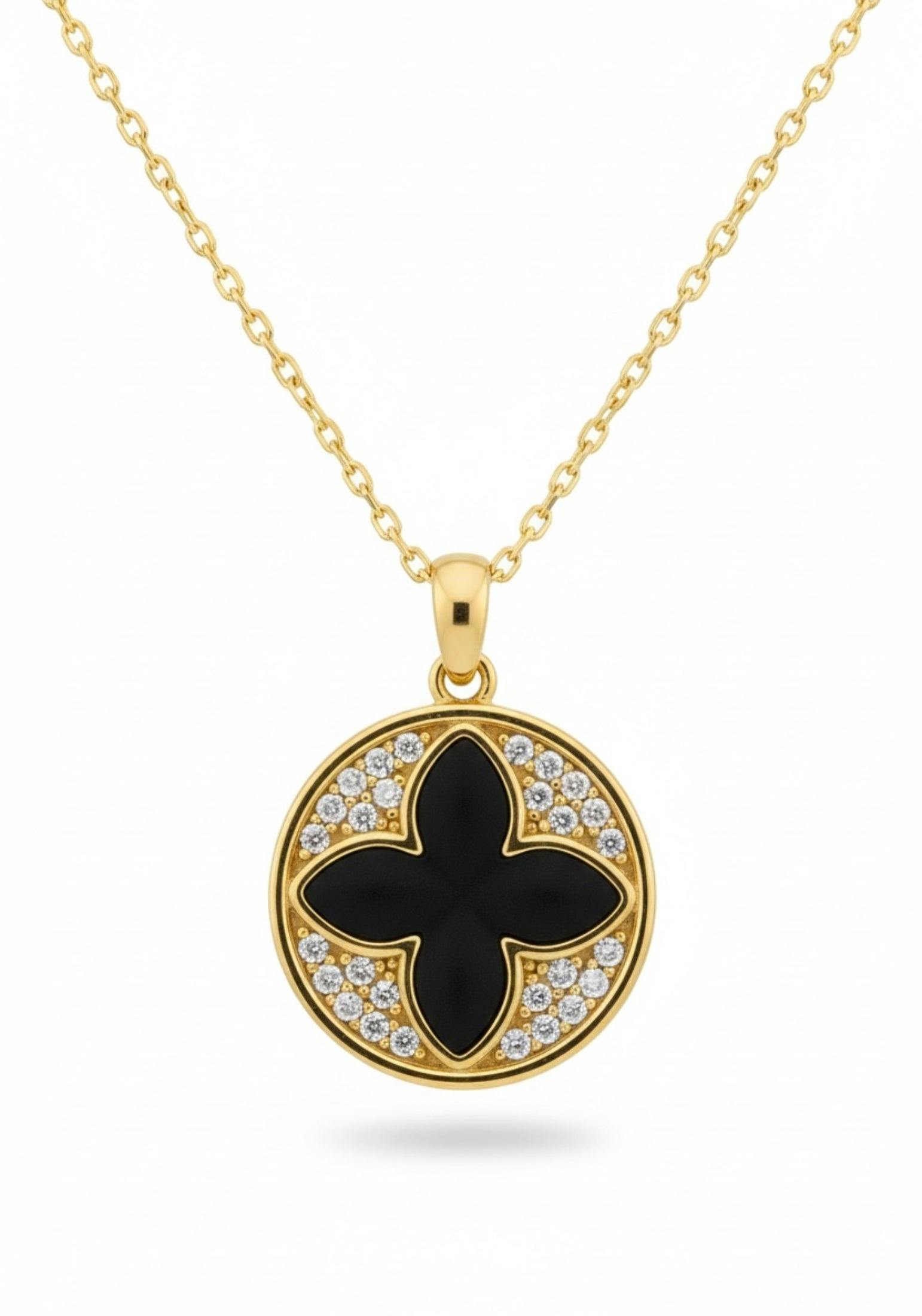 Latelita Gold Florentine Clover Necklace