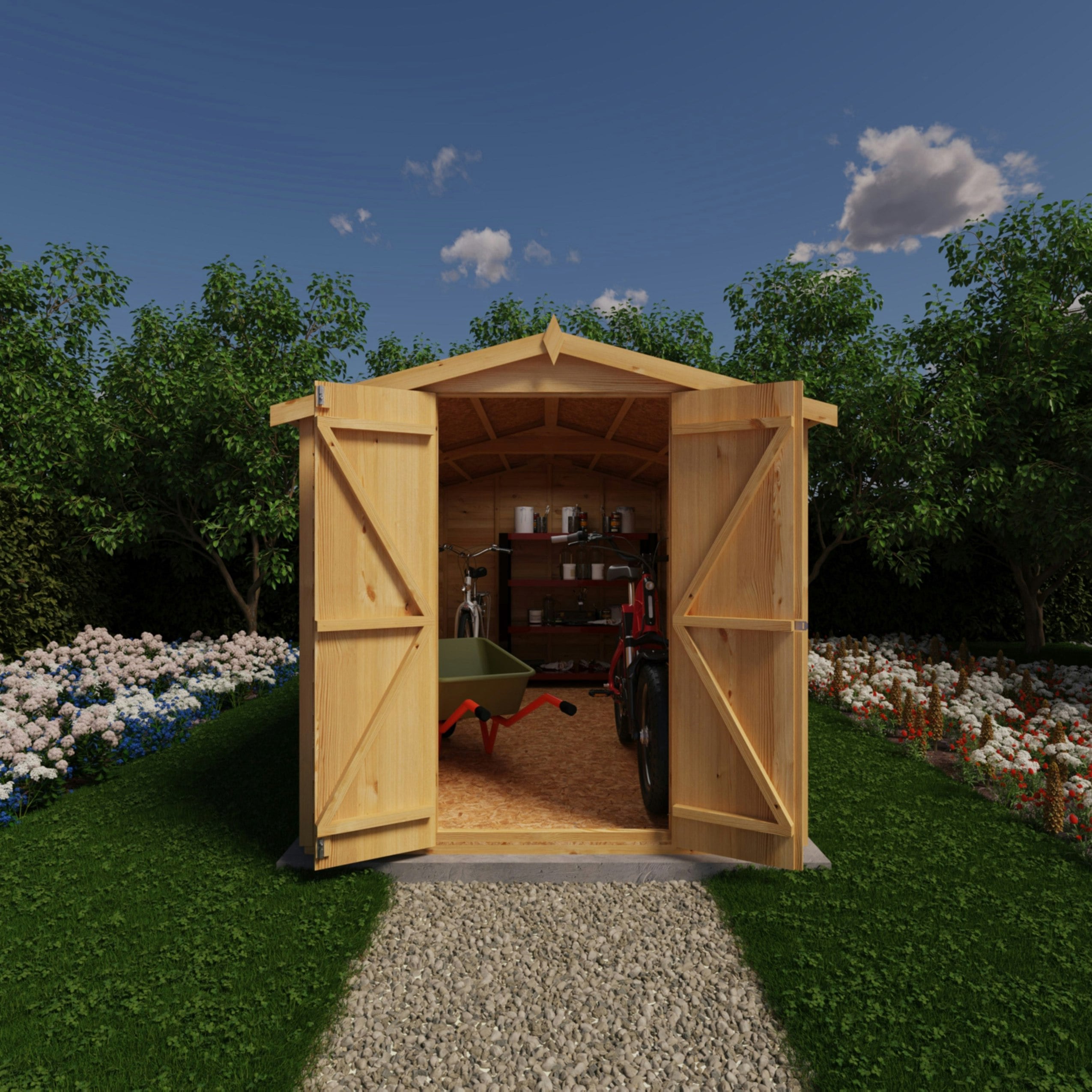 Rackhams Green Overlap Double Door No Windows 12X6 Storage Shed
