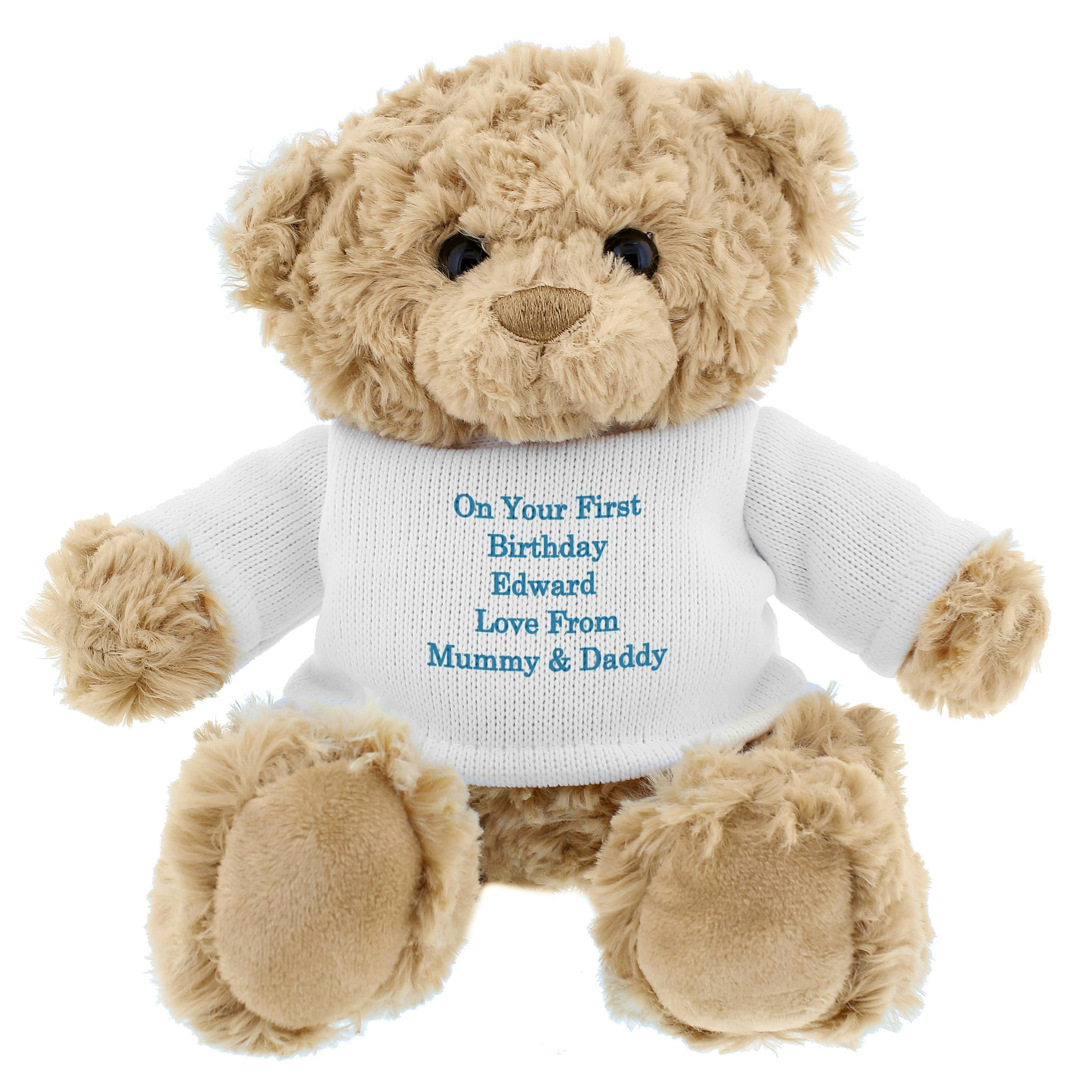 Personalised Memento Company Blue Personalised Message Teddy Bear