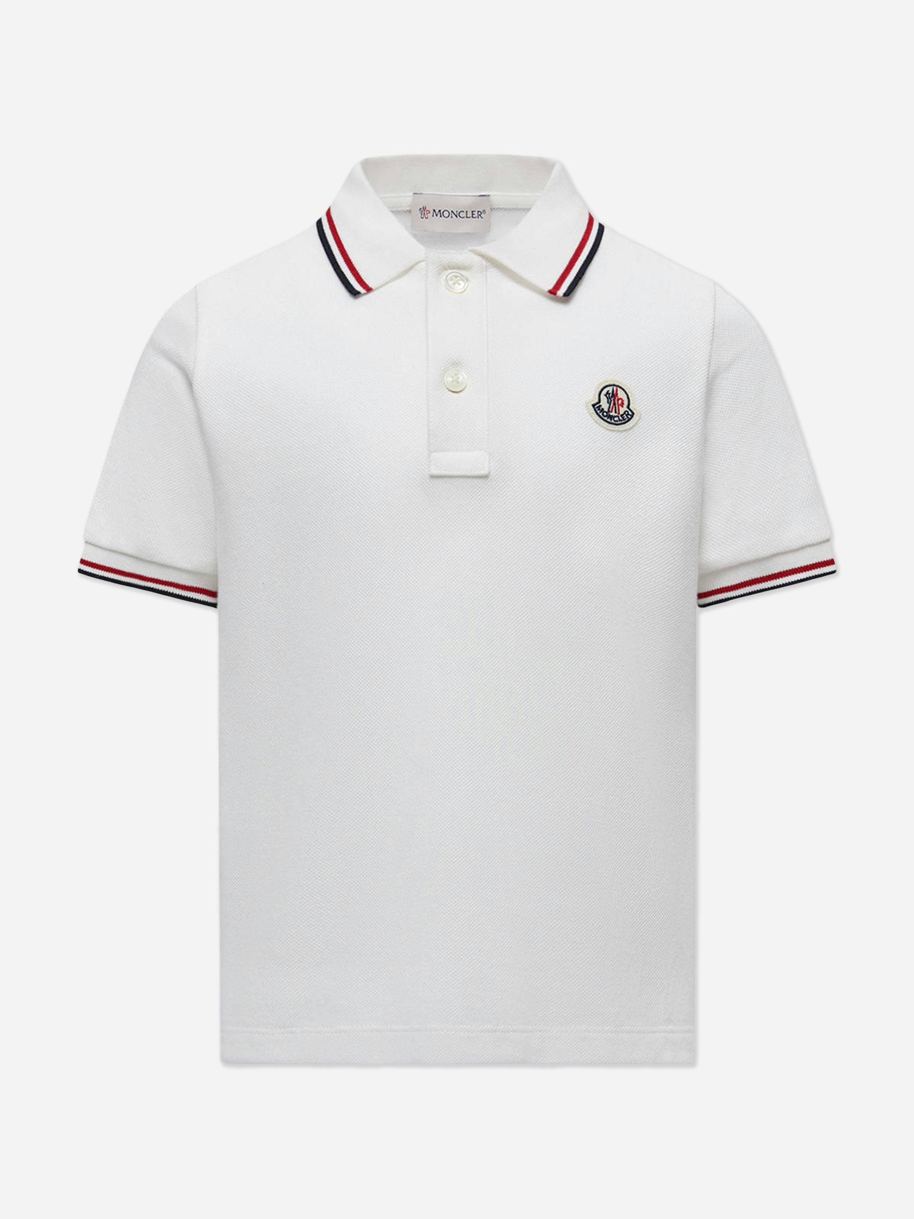 Moncler Enfant Boys Ivory Logo Polo Shirt In - 4 Yrs