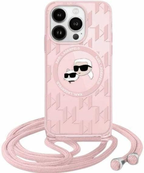 Karl Lagerfeld Pink Karl & Choupette Crossbody Case With Magsafe For Iphone 15 Pro 6.1" - Klhmp15lhckcklcp