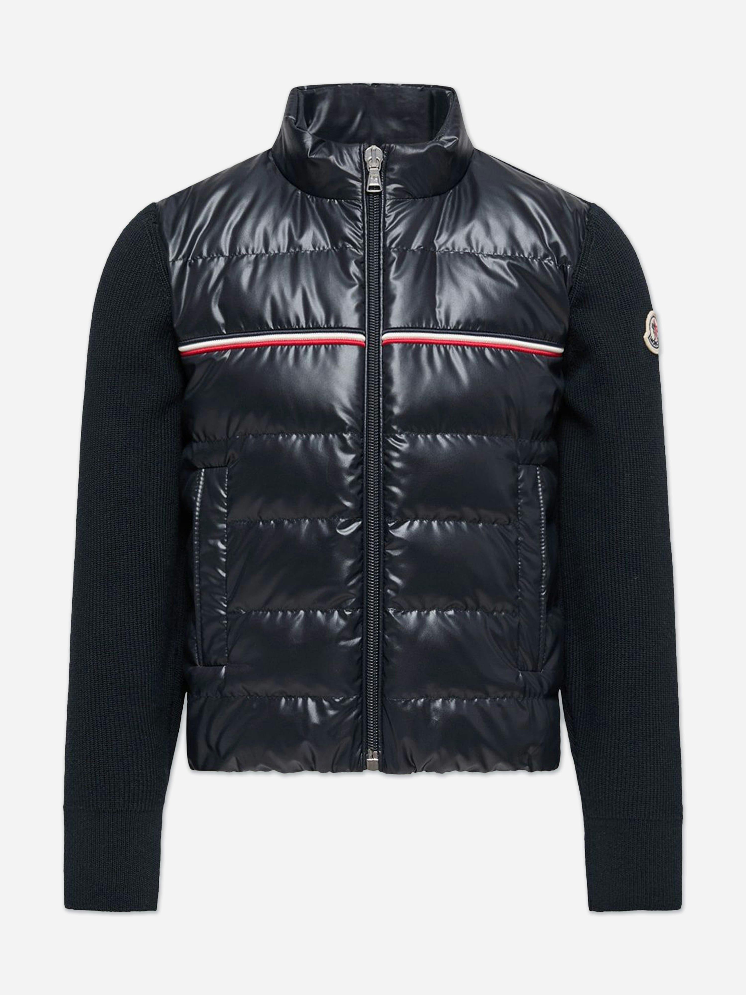 Moncler Enfant Boys Down Padded Zip Up Cardigan In Navy - Navy - 4 Yrs