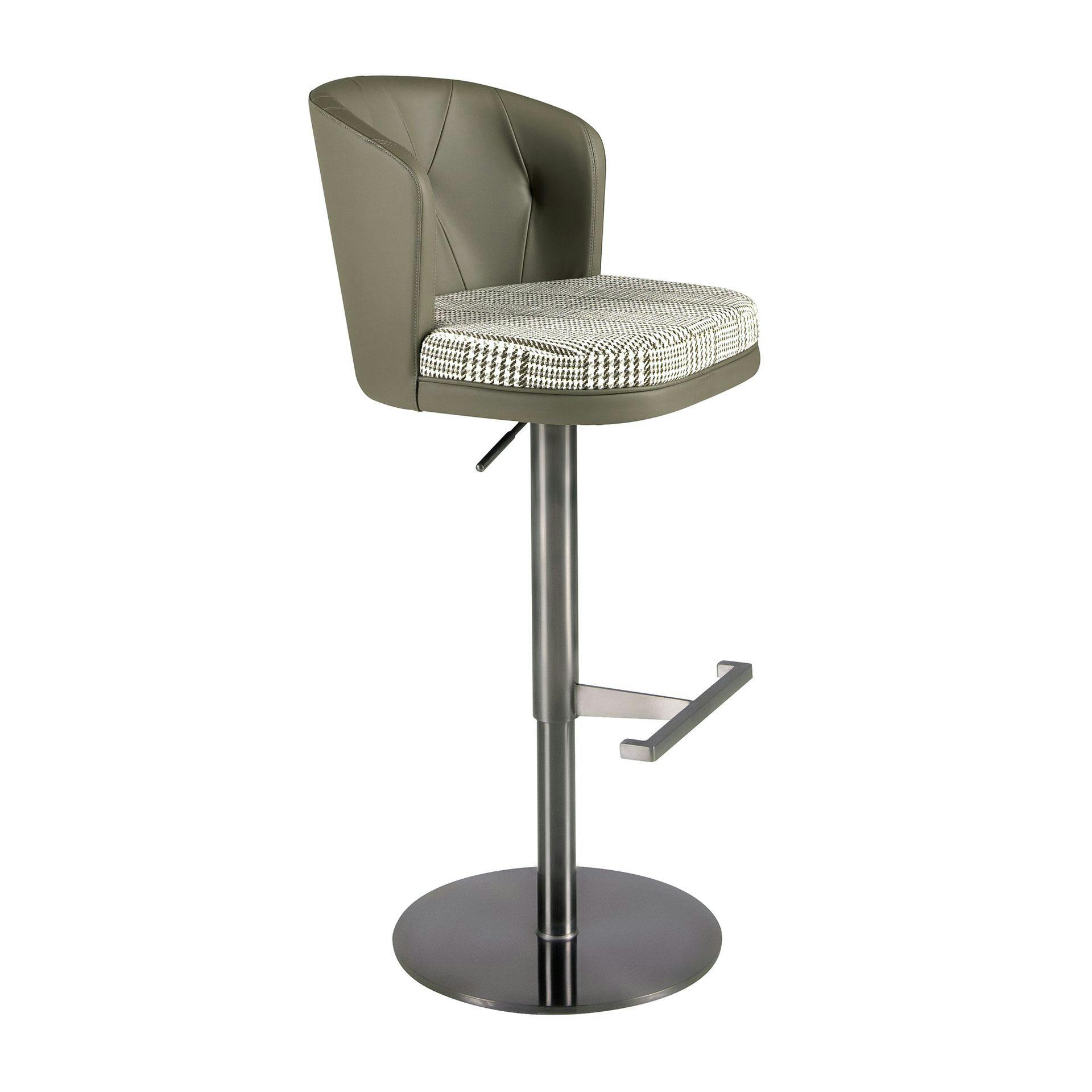 Angel Cerdá Dark/Green/White Swivel Stool In And Fabric And Olive Leatherette 4228