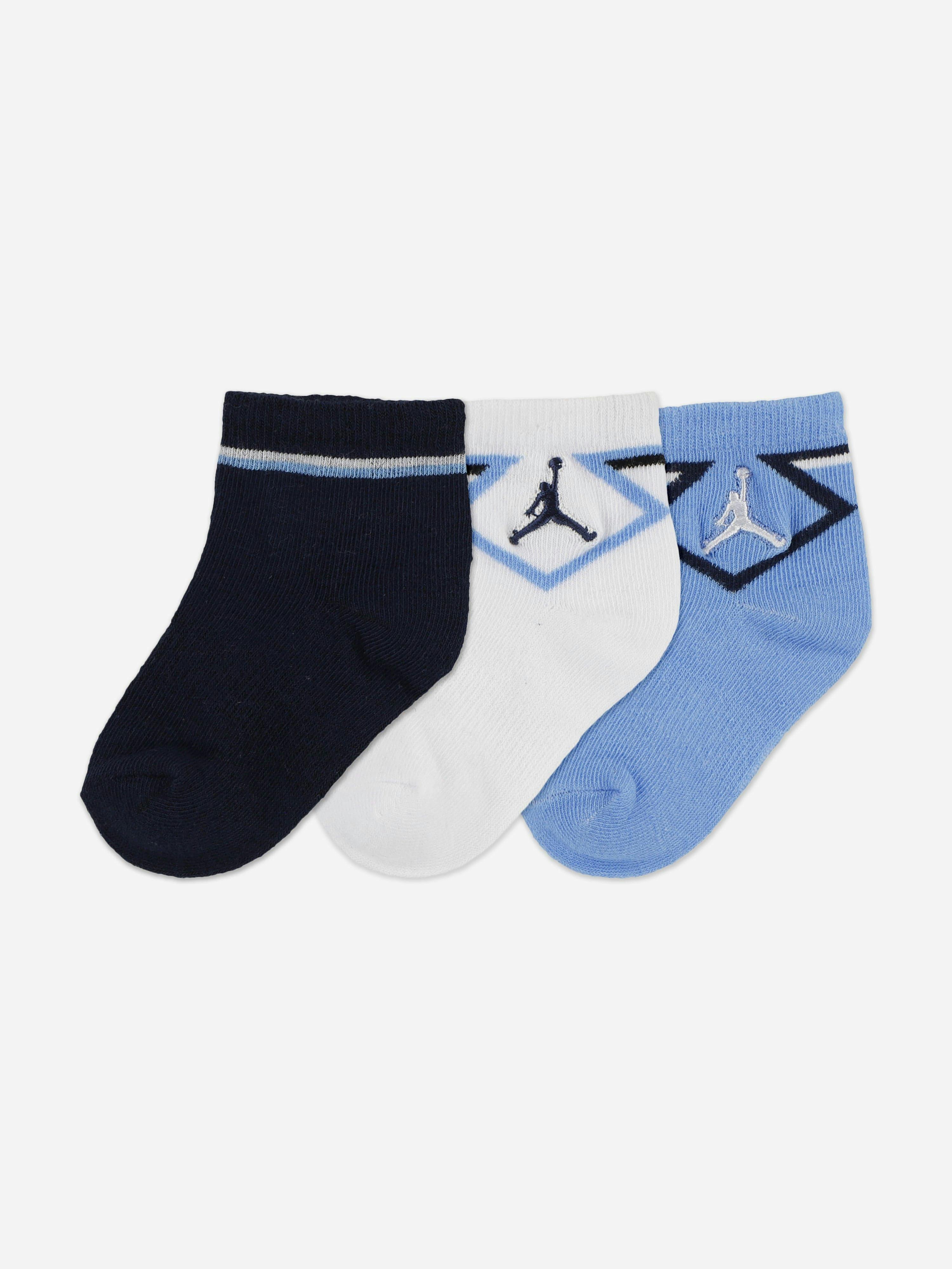 Jordan Men's Blue Baby Boys Todd 3 Pack Ankle Socks Set In - 12 - 24 Mths