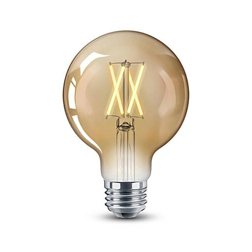 Rackhams Golden Smart Wifi E27 Led Filament Bulb, 806Lm 8.5W Dimmable Cct G95 Globe, Works With Alexa & Google Assistant | Single Pack