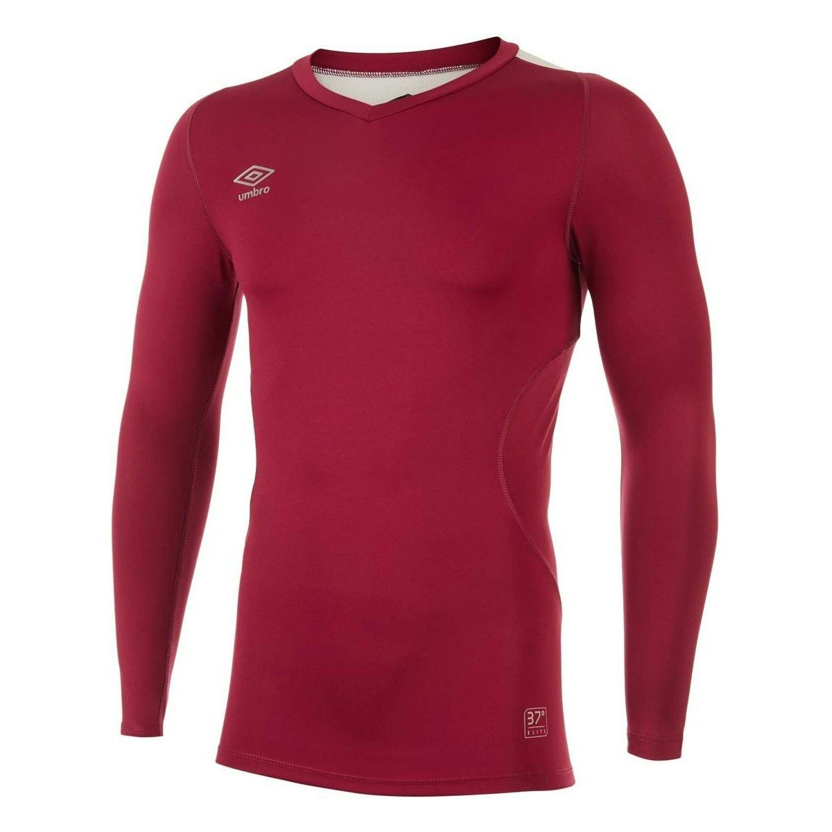 Umbro Men's Red Elite V Neck Base Layer Top - New Claret - Xxl - New Claret - 97% Polyester/3% Elastane