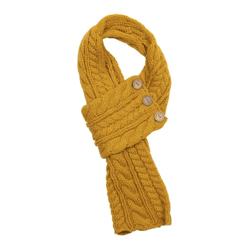 Aran Traditions Amber Aran Cable Button Wrap Scarf
