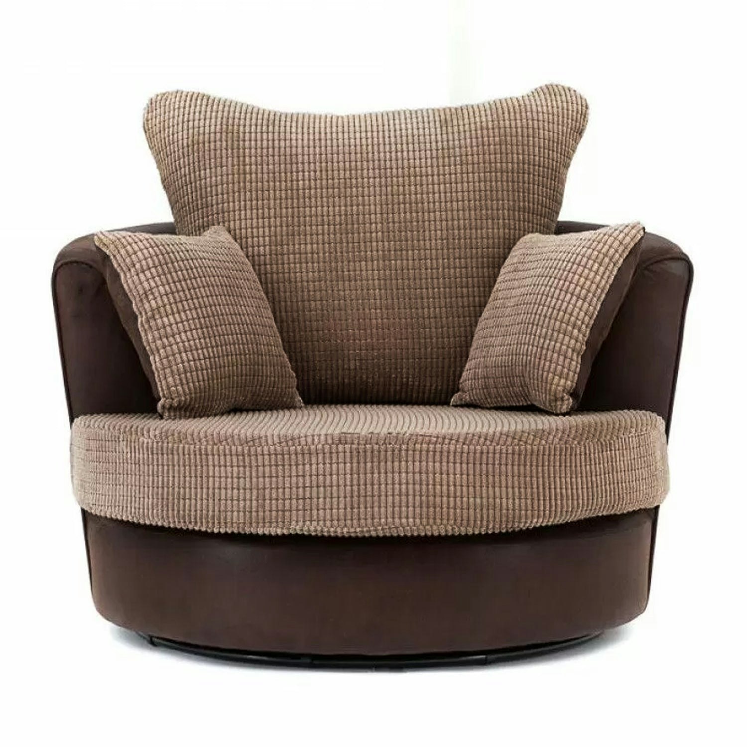 Rackhams Brown/Beige Luca Fabric Swivel Chair - And