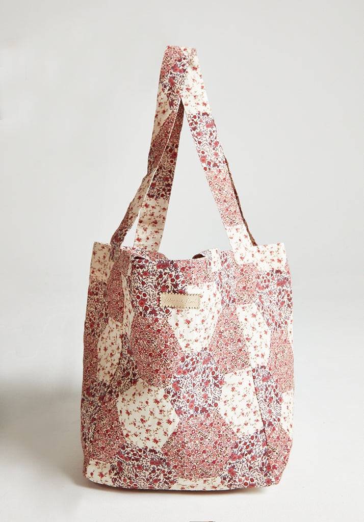 Lily And Lionel Pink Tara Aster Patchwork Print Tote Bag In