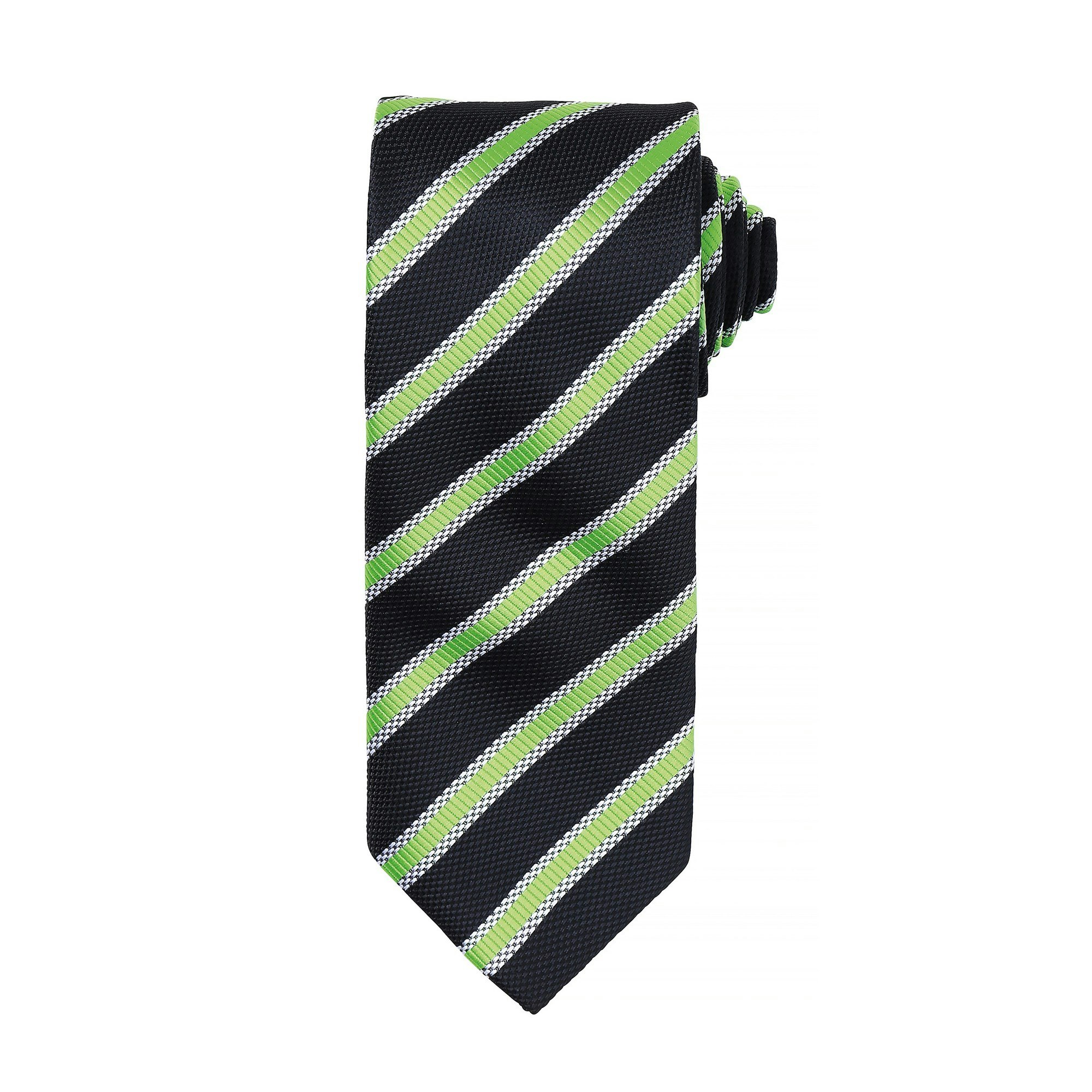 Premier Mens Waffle Stripe Formal Business Tie (Black/Lime) - One Size - Image 3