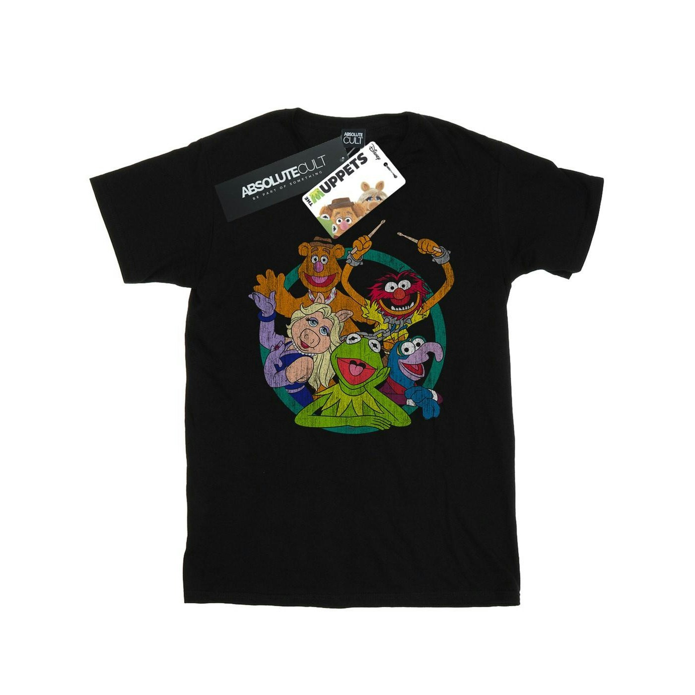 Disney Men's Black The Muppets Group Circle T-Shirt - 5XL