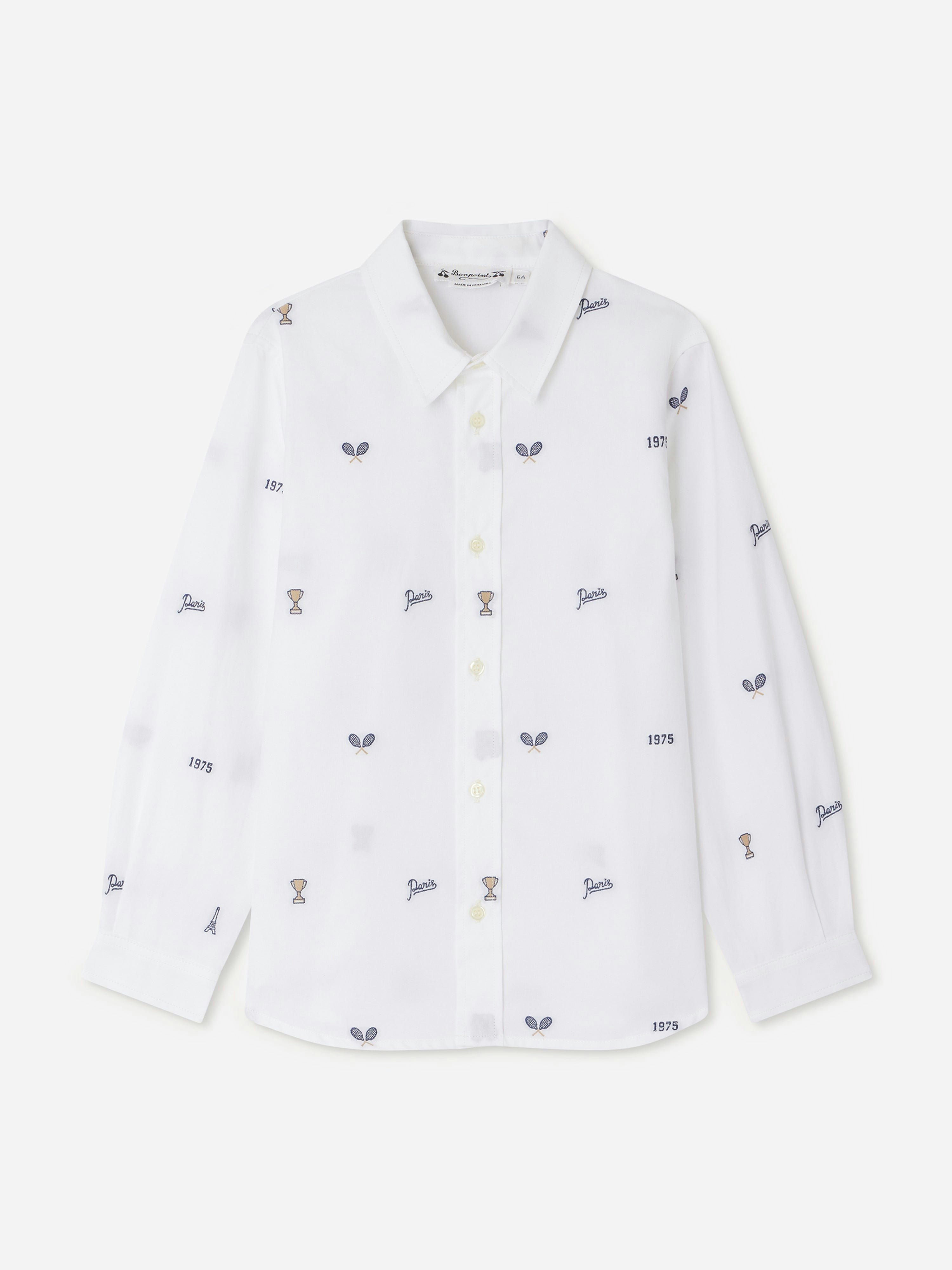 Bonpoint Boys Blue Daho Shirt In Navy - 6 Yrs