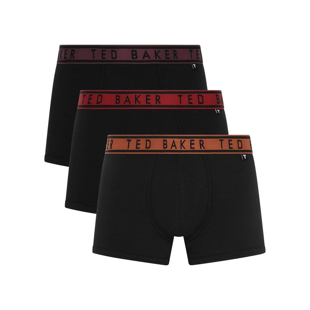Ted Baker Black 3-Pack Contrast Waistband Boxer Trunks, - Medium