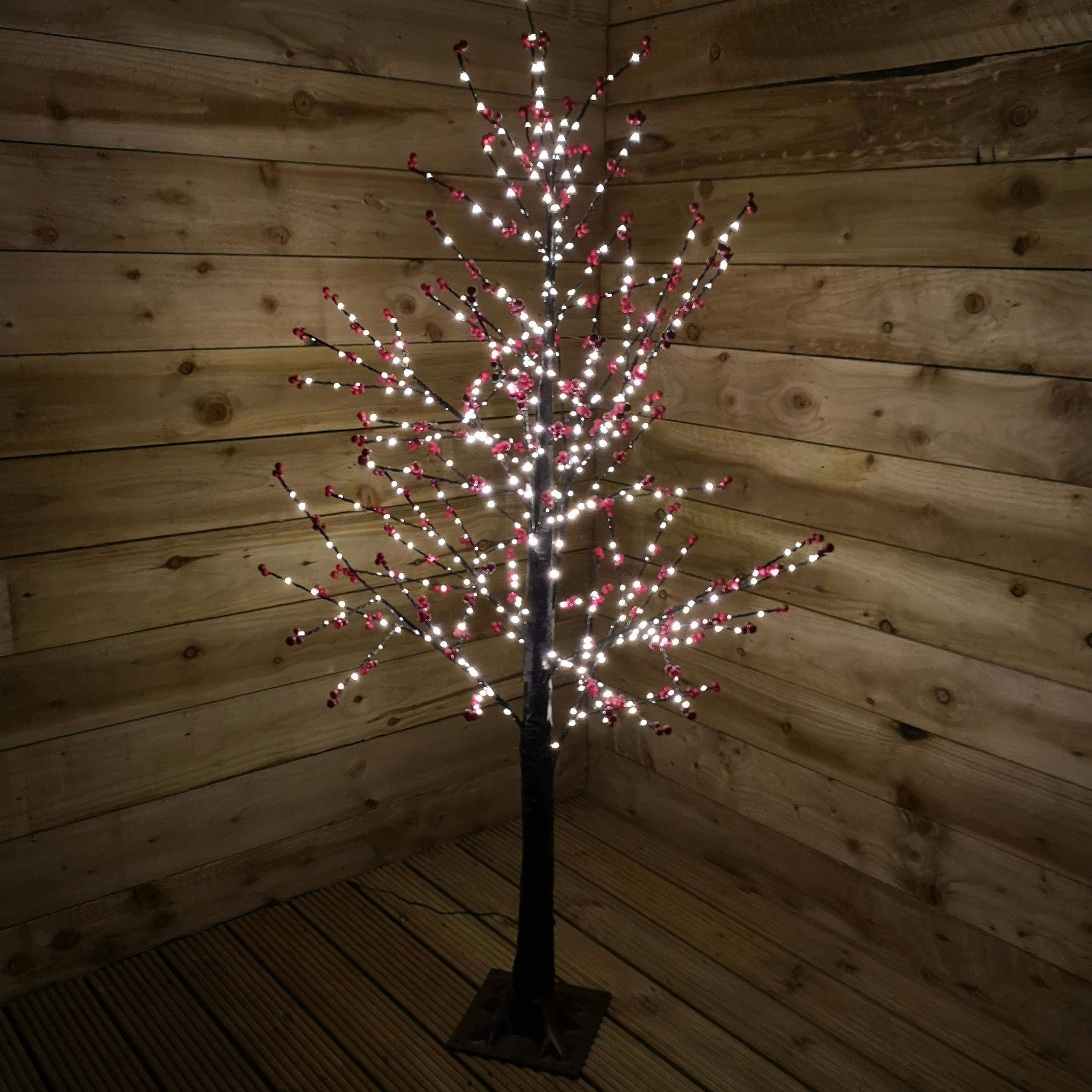 Samuel Alexander Warm White Led Black Christmas Twig Tree With Red Berry 5Ft - Image 3