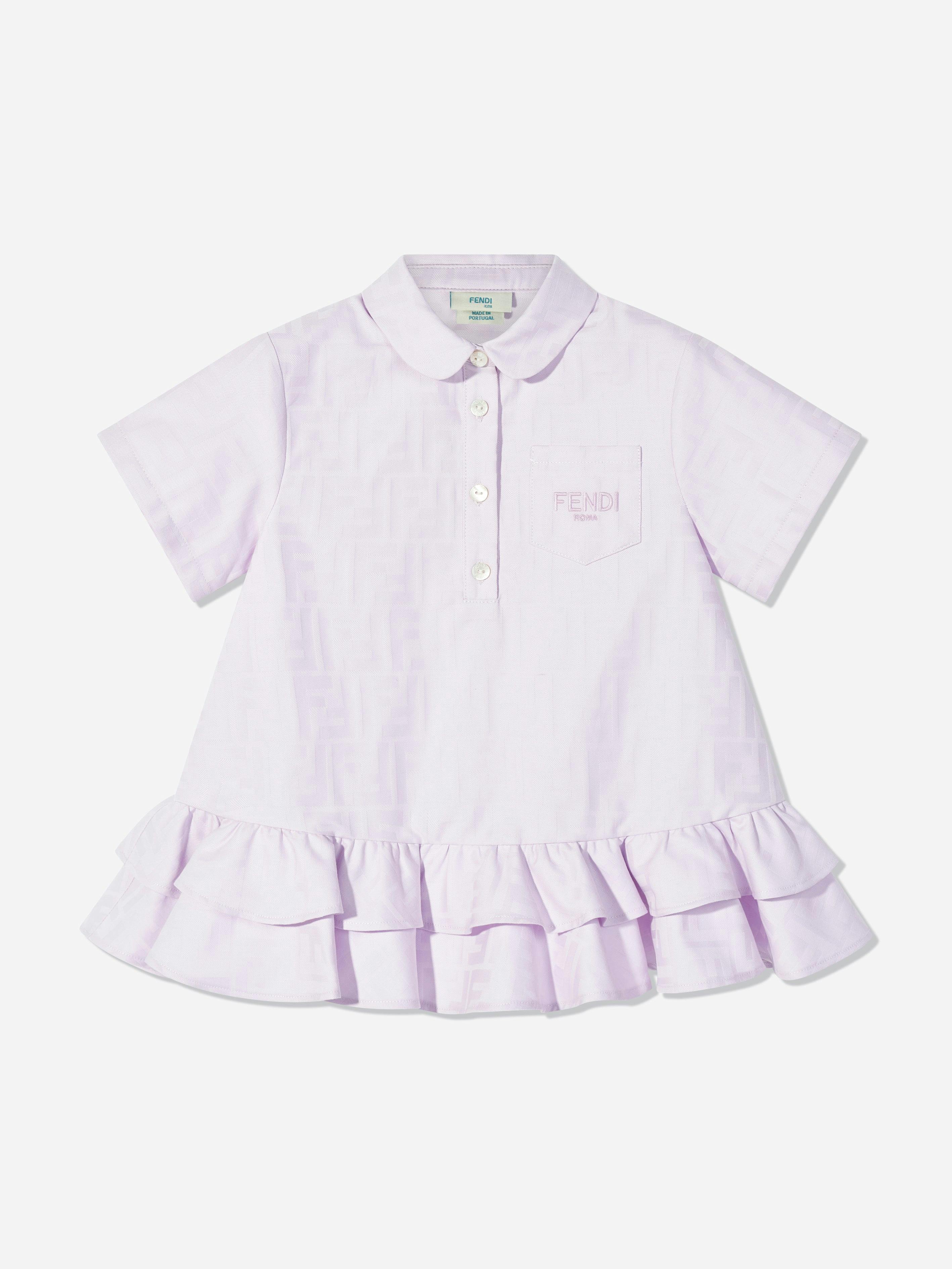 Fendi Kids Girls Purple Fendi Baby Logo Pocket Dress In - 24 Months