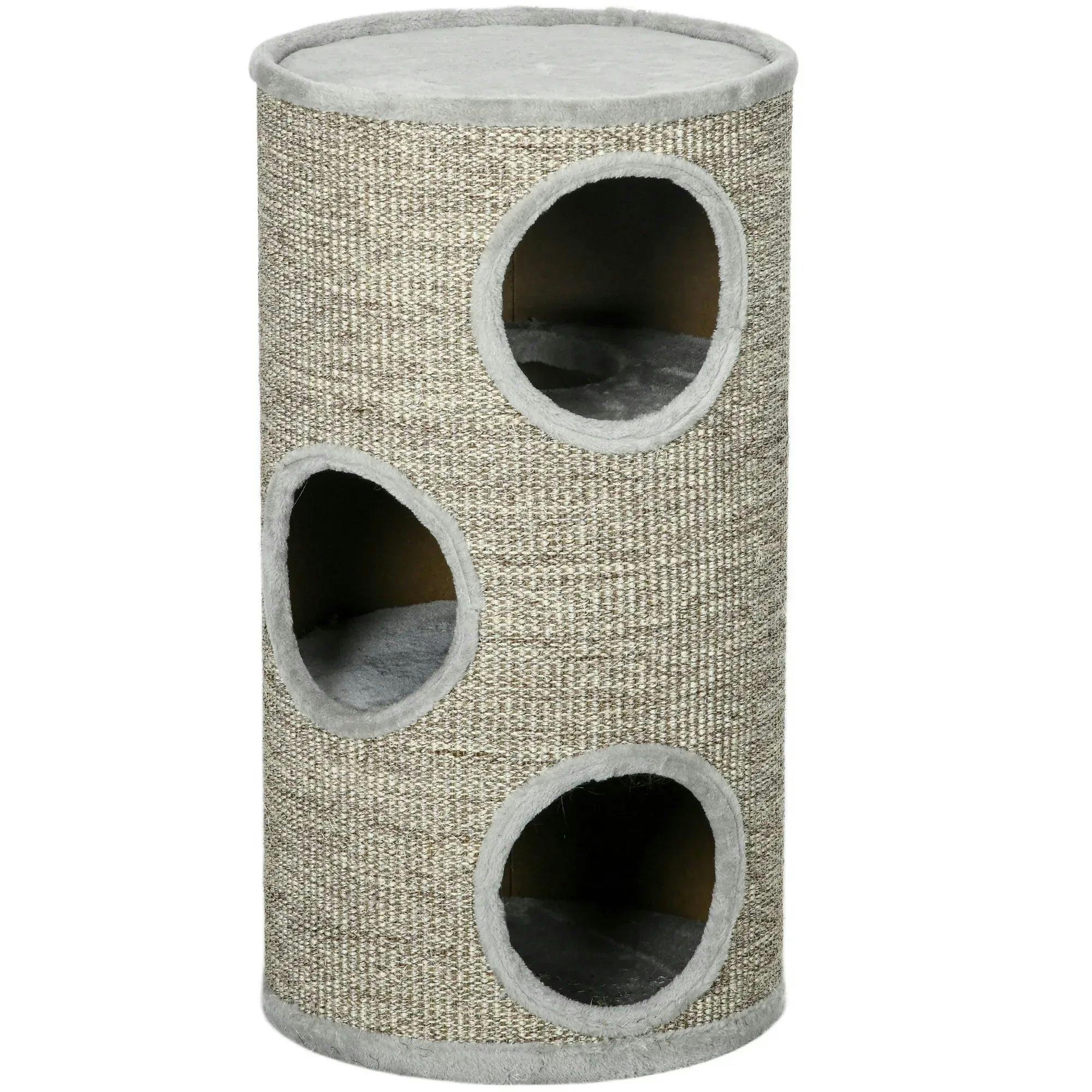 Pawhut Unisex Grey Cat Barrel Kitten Tree Tower For Indoor Cats, Covered With Sisal In - Image 6