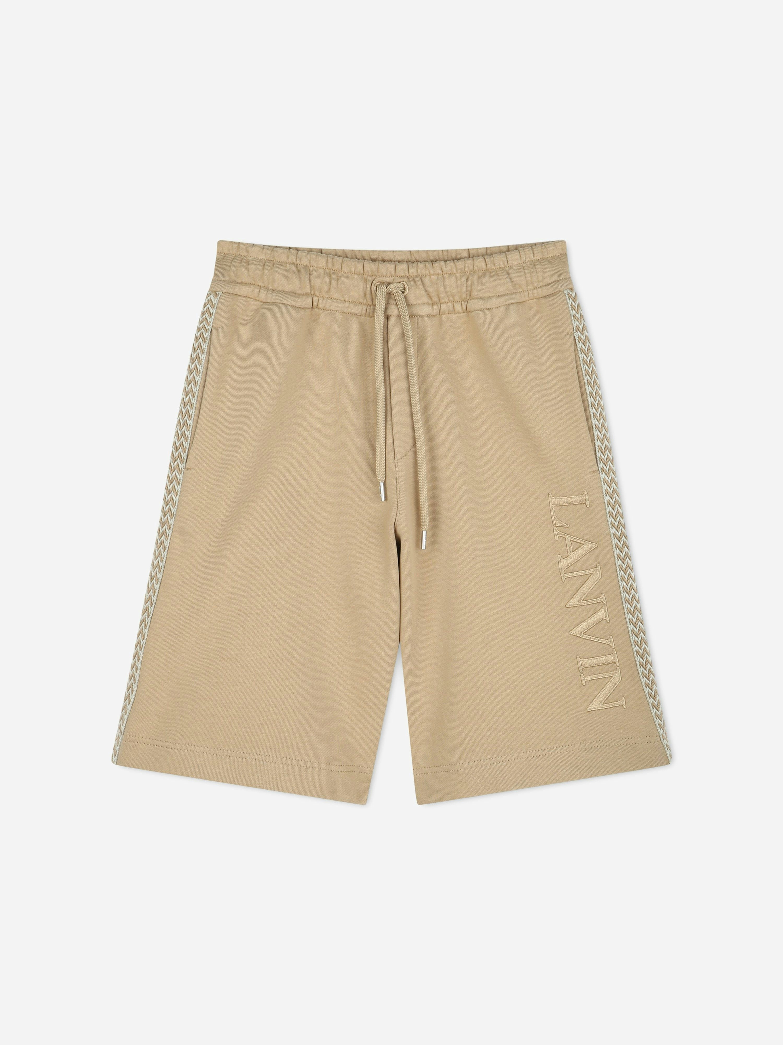 Lanvin Boys Beige Logo Bermuda Shorts In - 14 Yrs