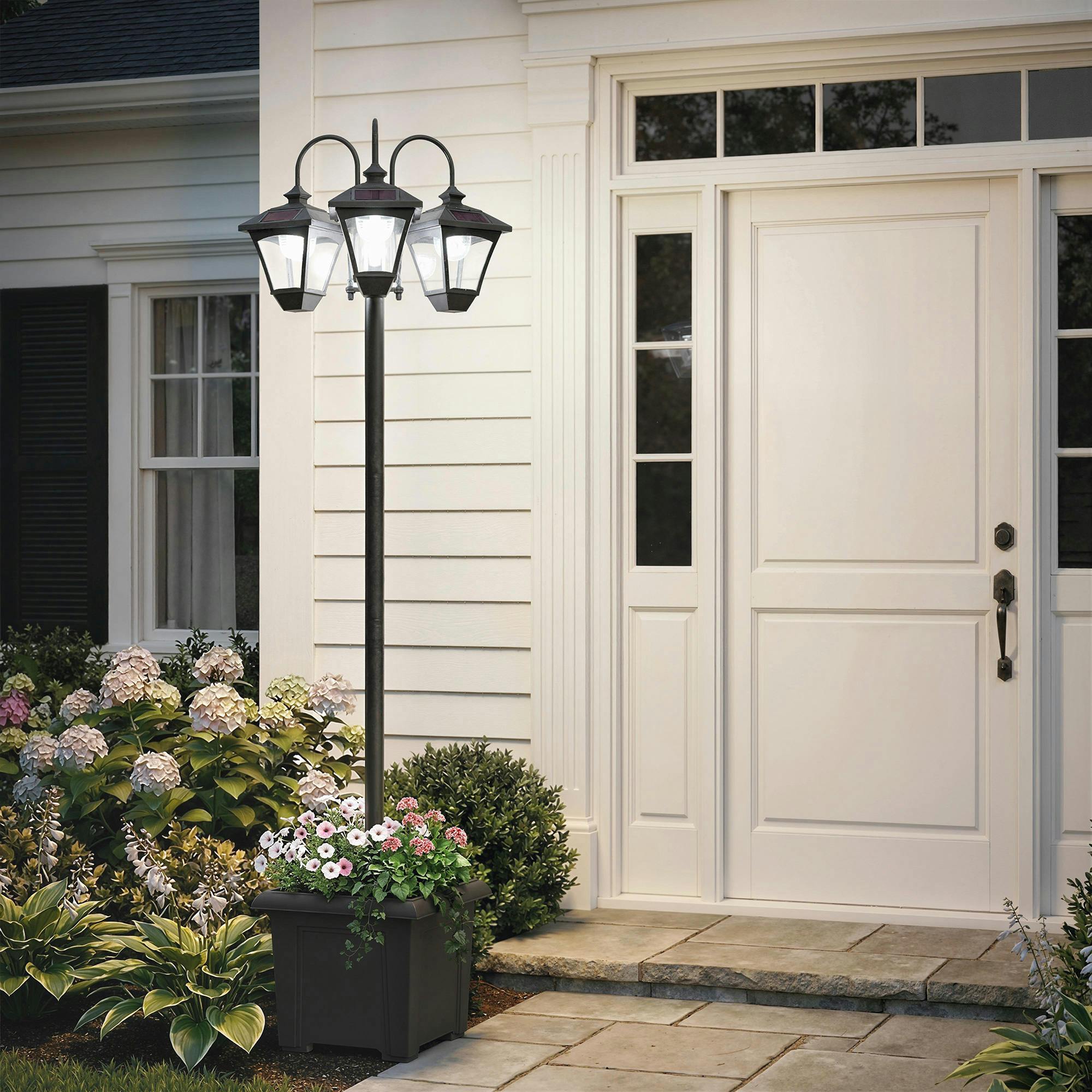 Rackhams Black Solar Lamp Post Dusk-To-Dawn Sensor 185 Cm - Abs, Stainless Steel, Pet - 0.4W - Outdoor Lamp Post