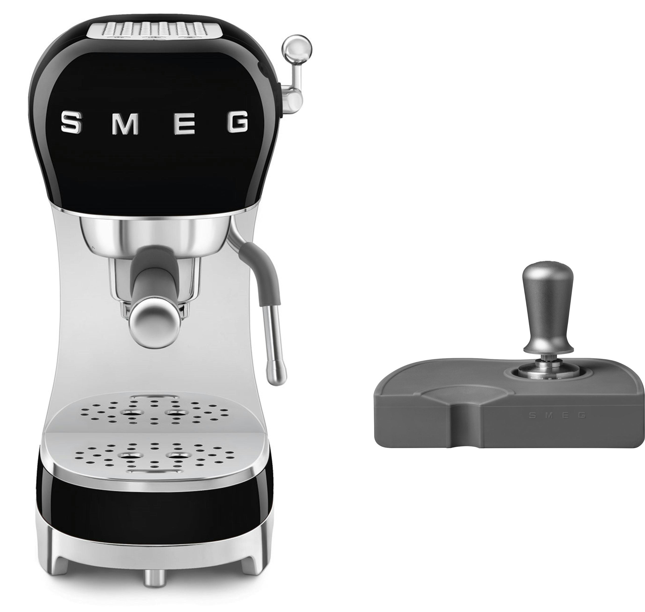 Smeg Black Ecf02 Espresso Machine + Ects01 Coffee Tamper Bundle