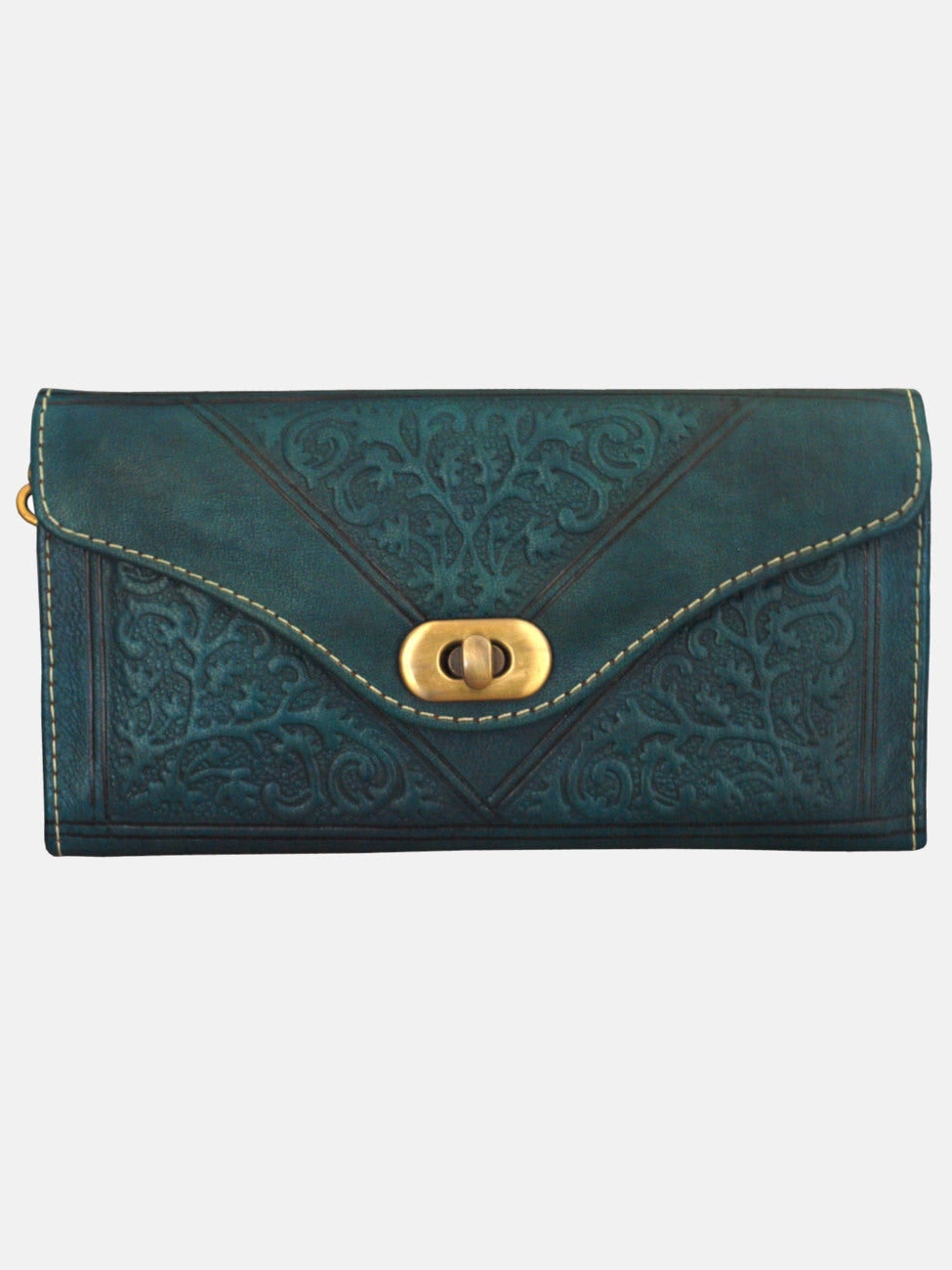 Berber Leather Leather Tri-Fold Purse Teal