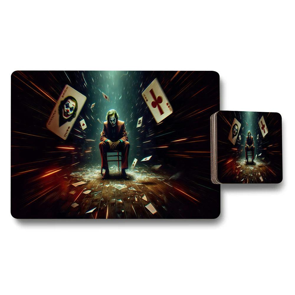 Benjamin Tate Design Light Joker In Chair Magic Themed Placemat And Coaster Set