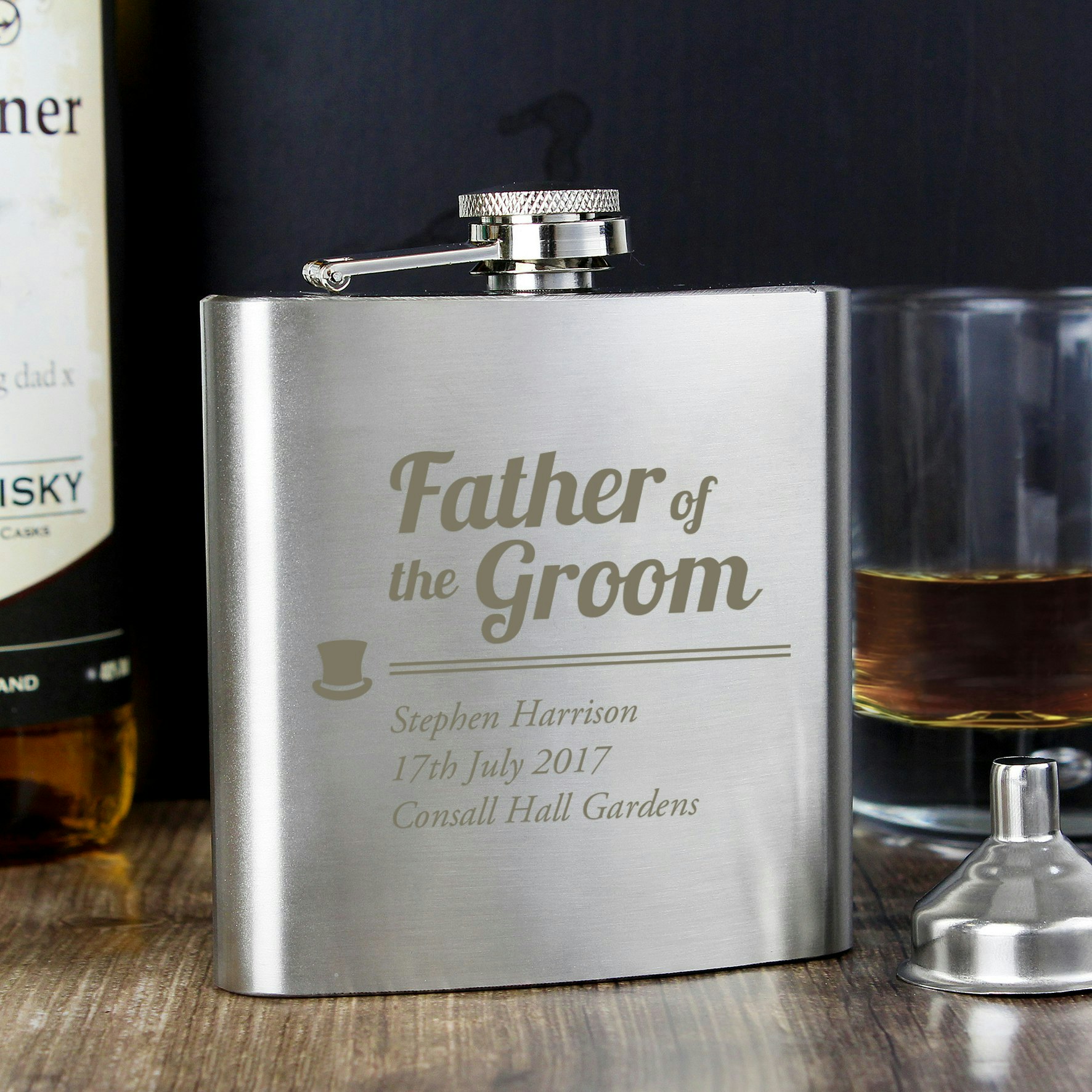 Personalised Memento Company Personalised Father Of The Groom Hip Flask
