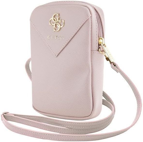 Guess Pink 4G Zip Triangle Universal Wallet Phone Bag With Strap - Guwbzpgstegp