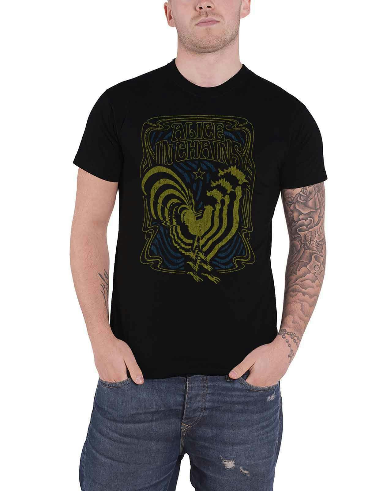 Paradiso Clothing Unisex Black Paradiso Alice In Chains Psychedelic Rooster T Shirt - M