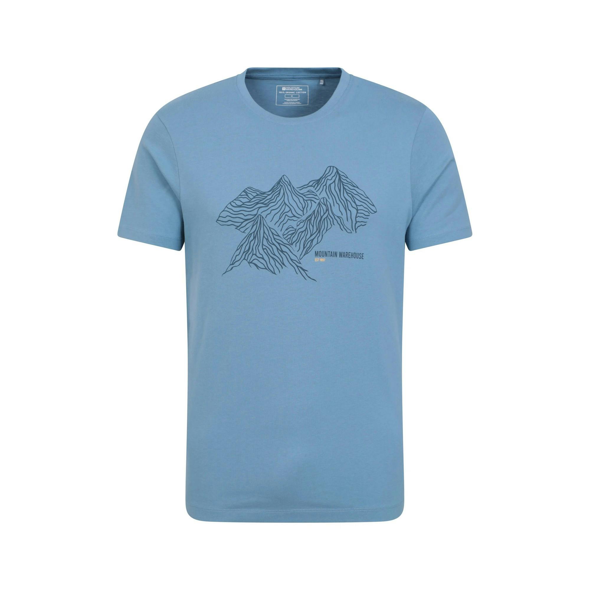 Mountain Warehouse Men's Blue Tonal Organic T-Shirt - Xs - 100% Organic Cotton