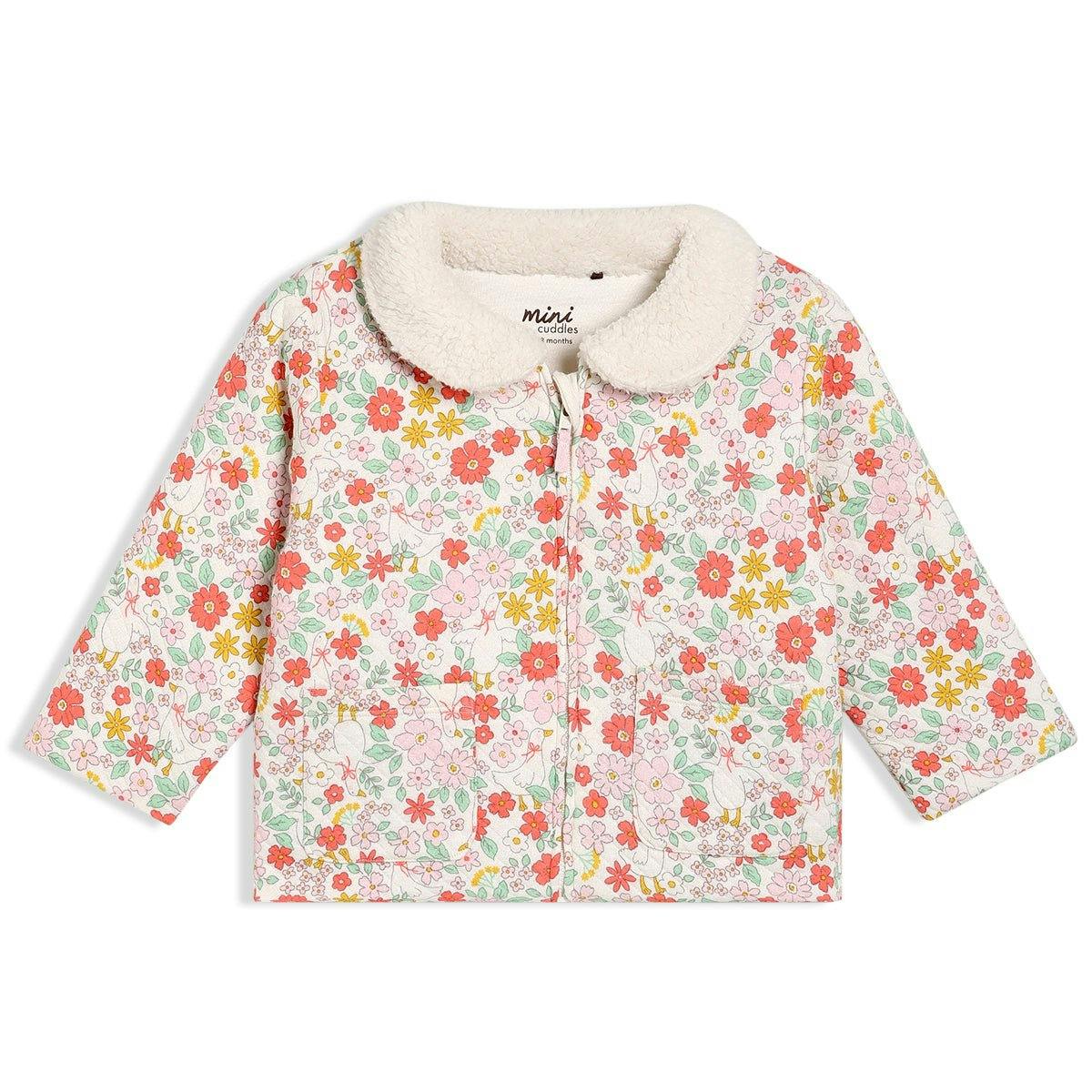 Mini Cuddles Women's Baby Girls Floral Printed Jacket, Multicolour - 3-6 Months