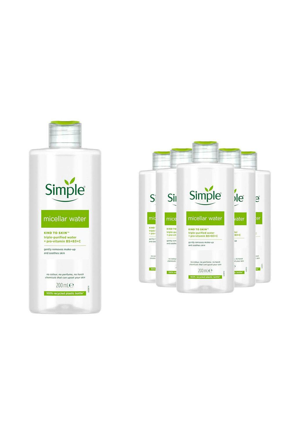 Simple Kind To Skin Make-Up Remover Micellar Cleansing Water 200Ml - 6 Pack