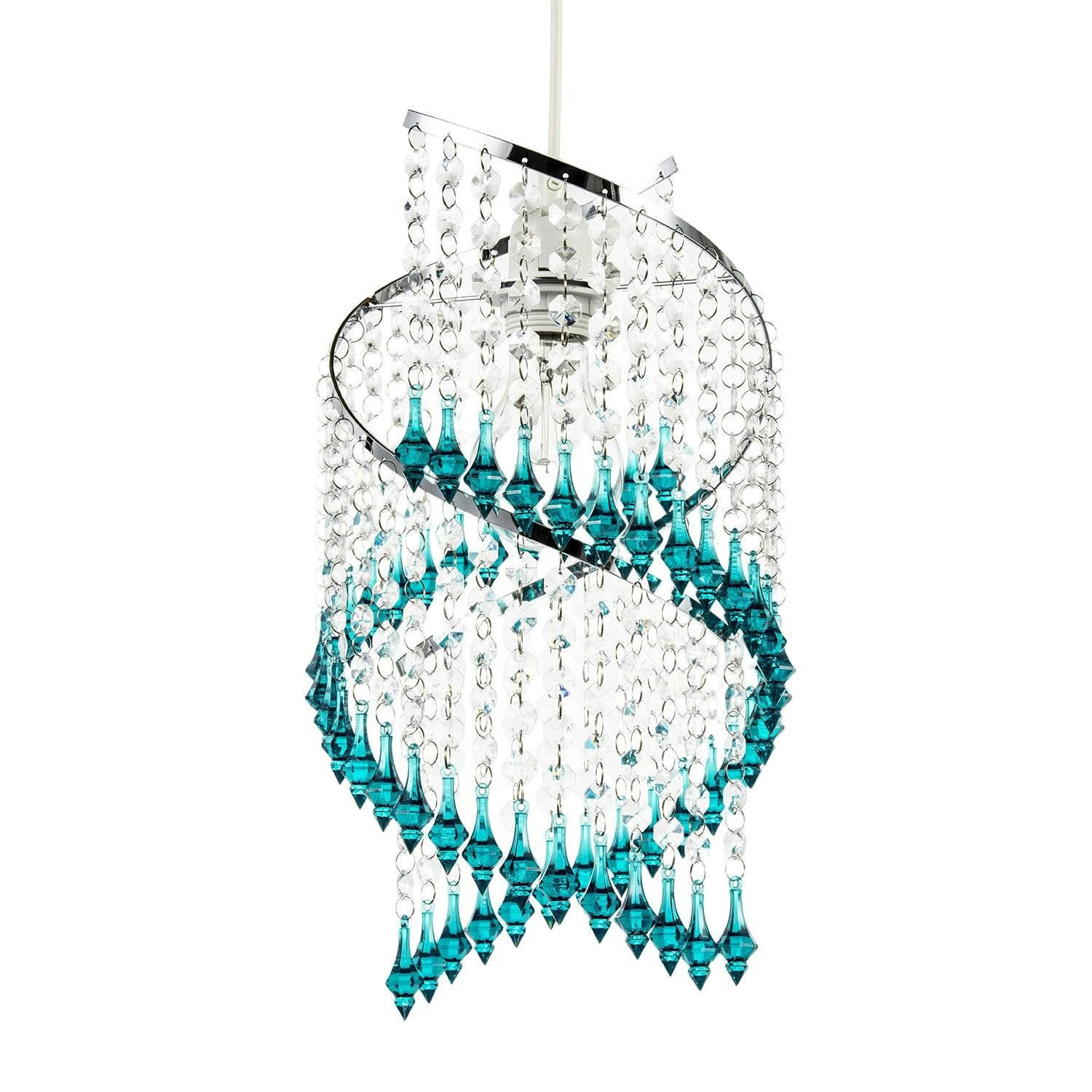 Rackhams Light Modern Spiral Waterfall Pendant Shade With Teal And Clear Acrylic