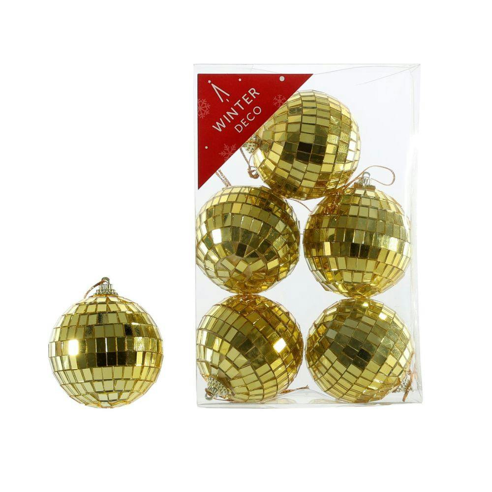- 6 Pack Gold Disco Ball Baubles - Image 4