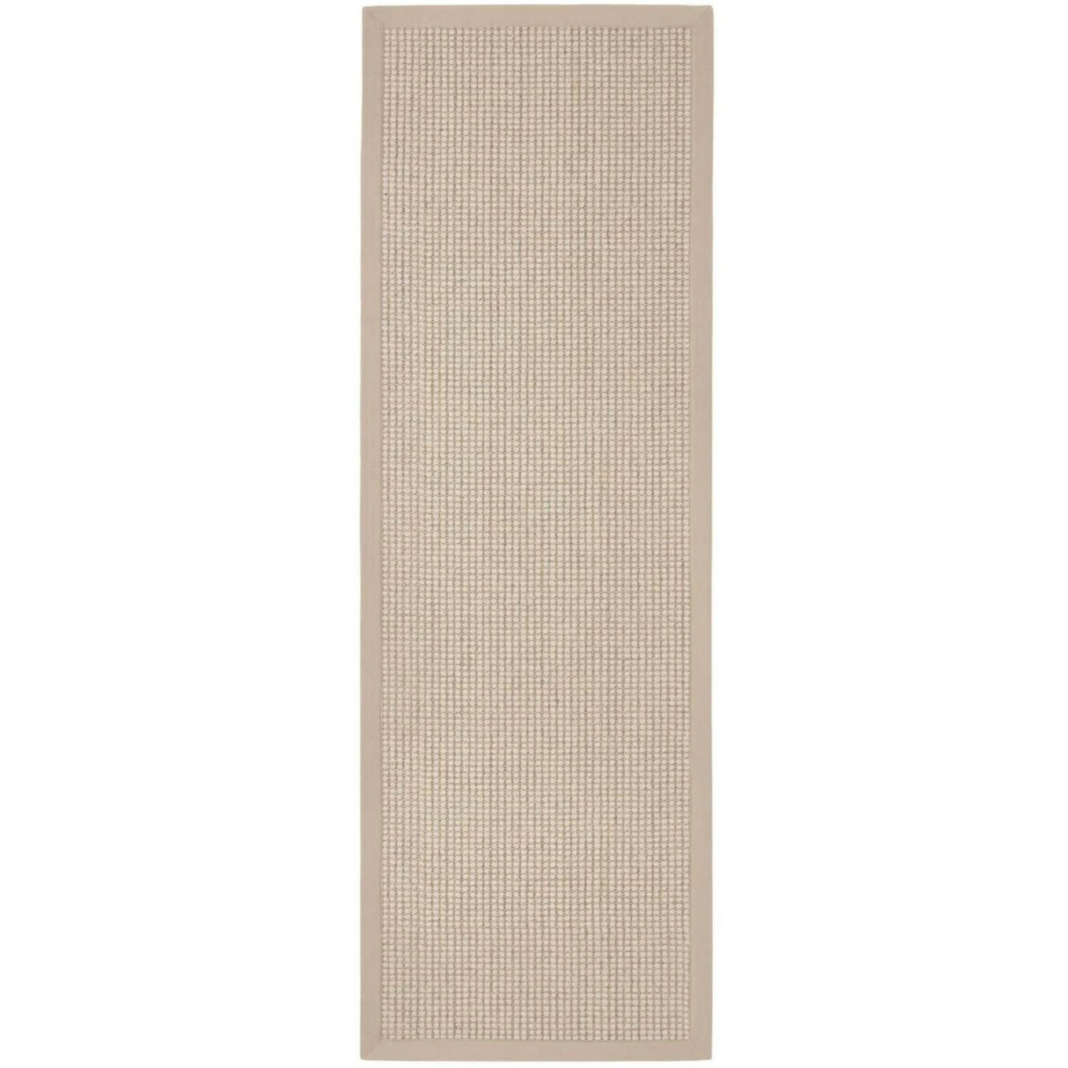 Rackhams Cream Sisal & Wool Rug – Flat-Weave - 67X200 Cm