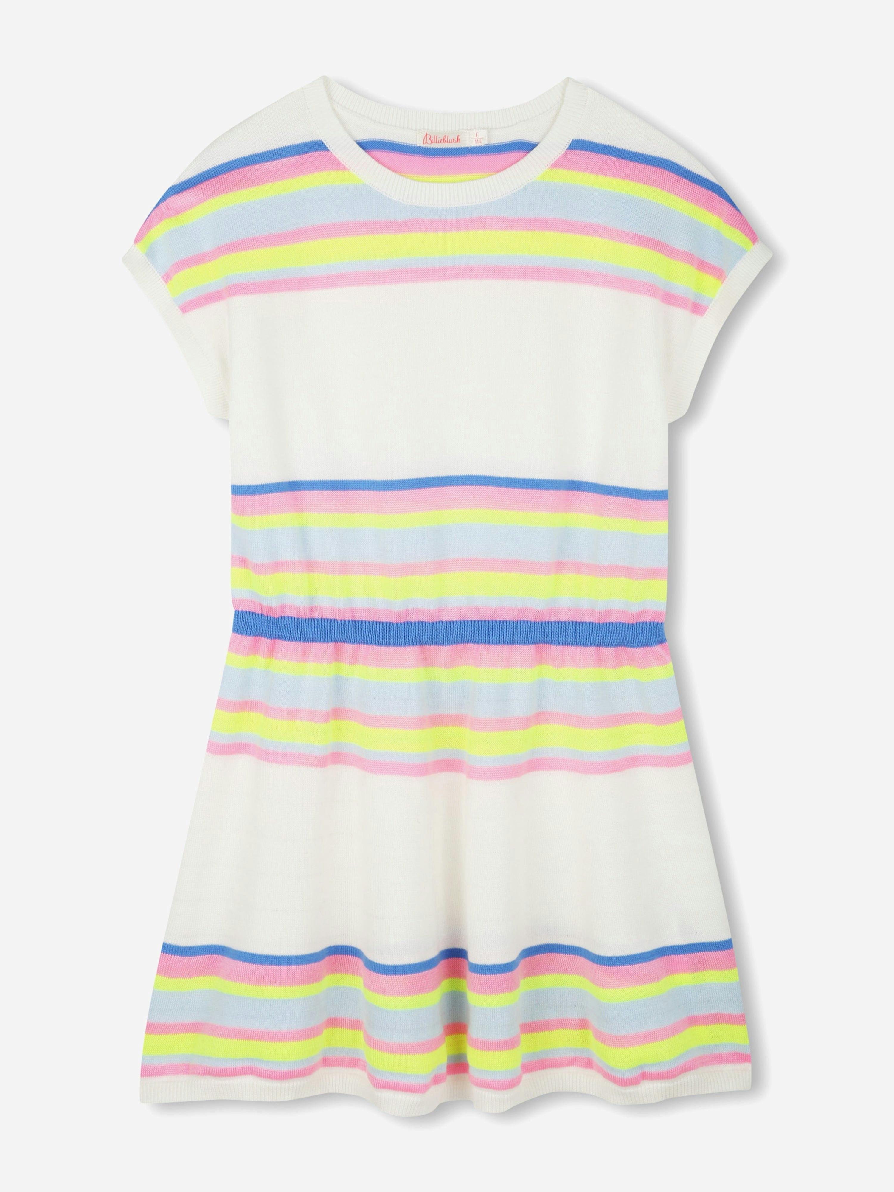 Billieblush Girls Ivory Striped Knitted Dress In - 12 Yrs
