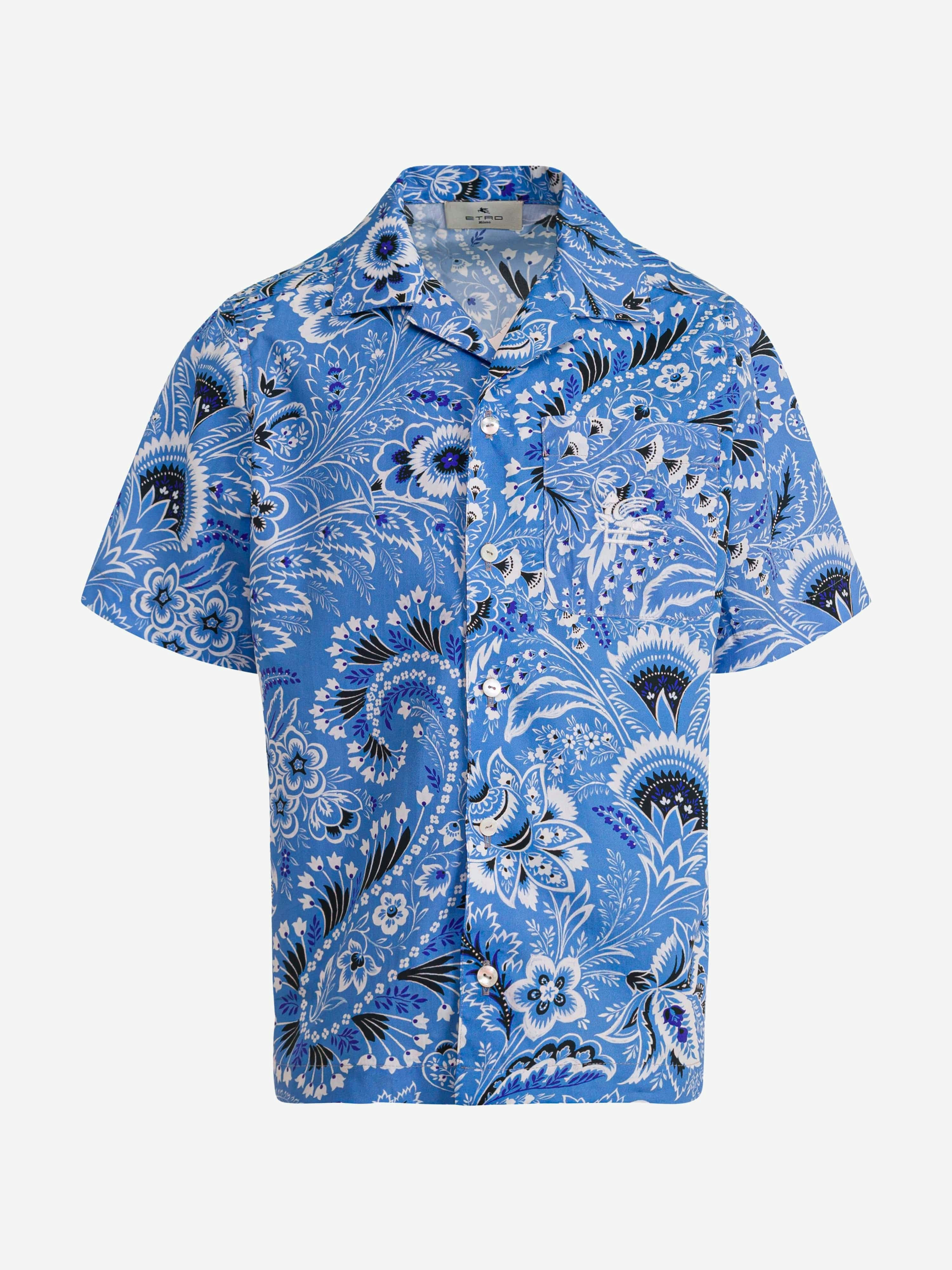 Etro Boys Blue Floral Paisley Shirt In - 4 Yrs